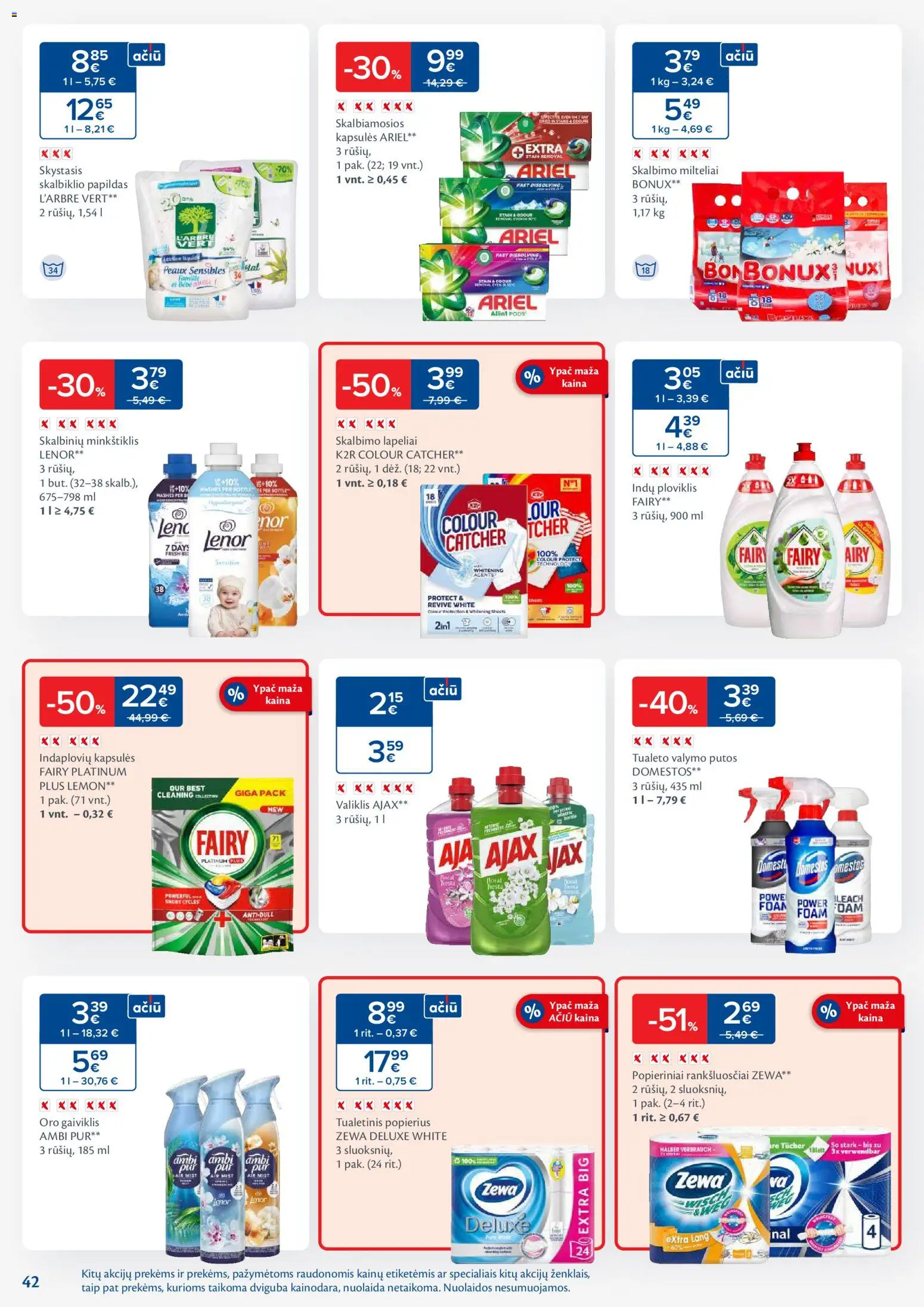 MAXIMA akcijos nuo 11.11.2025 | Puslapis: 42 | Prekių: Skalbimo milteliai, Indaplovių kapsulės, Indų ploviklis, Tualetinis popierius
