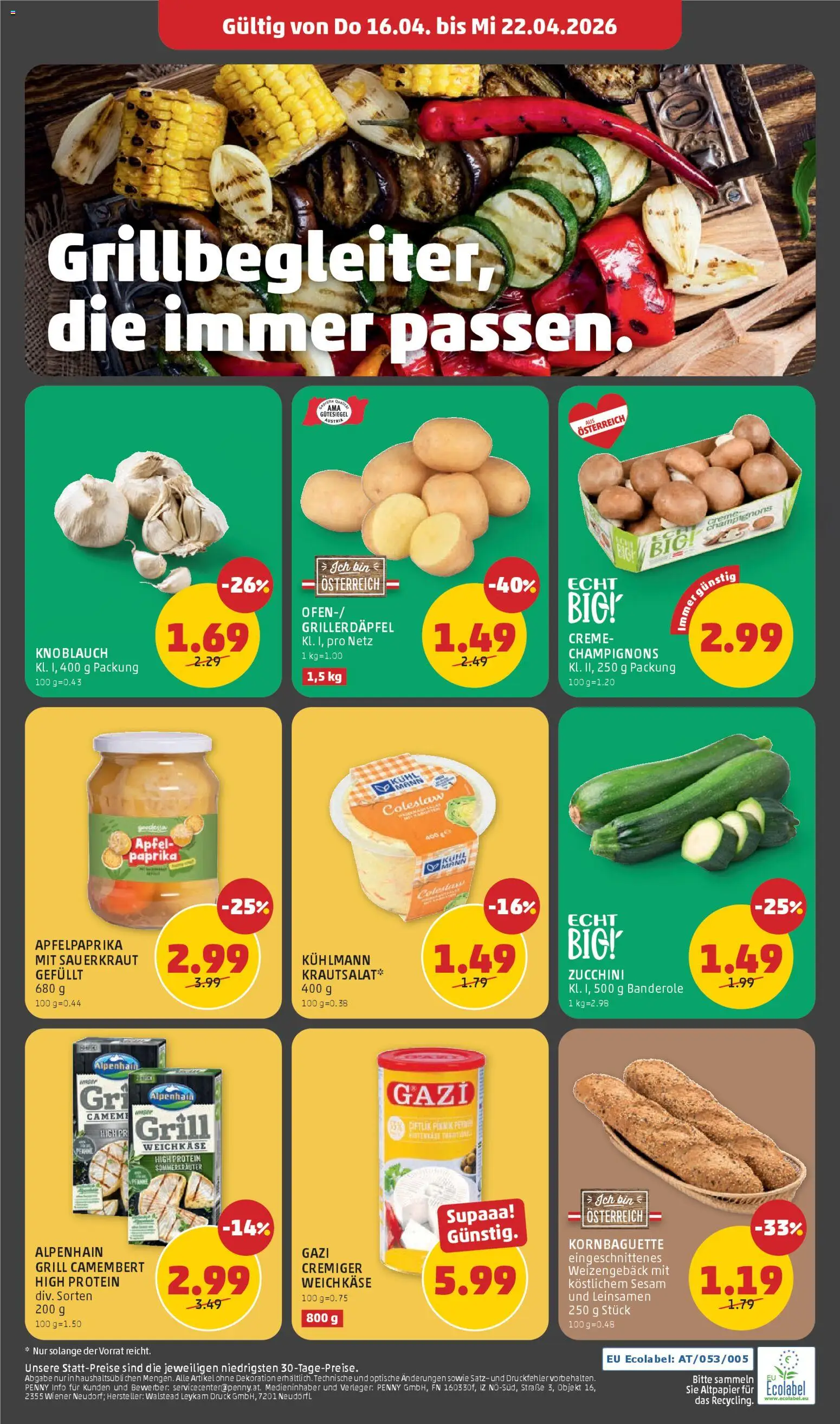 Penny Markt Grillzeit ist die beste Zeit gültig ab 16.04.2026 | Seite: 8 | Produkte: Grill, Käse, Creme, Äpfel
