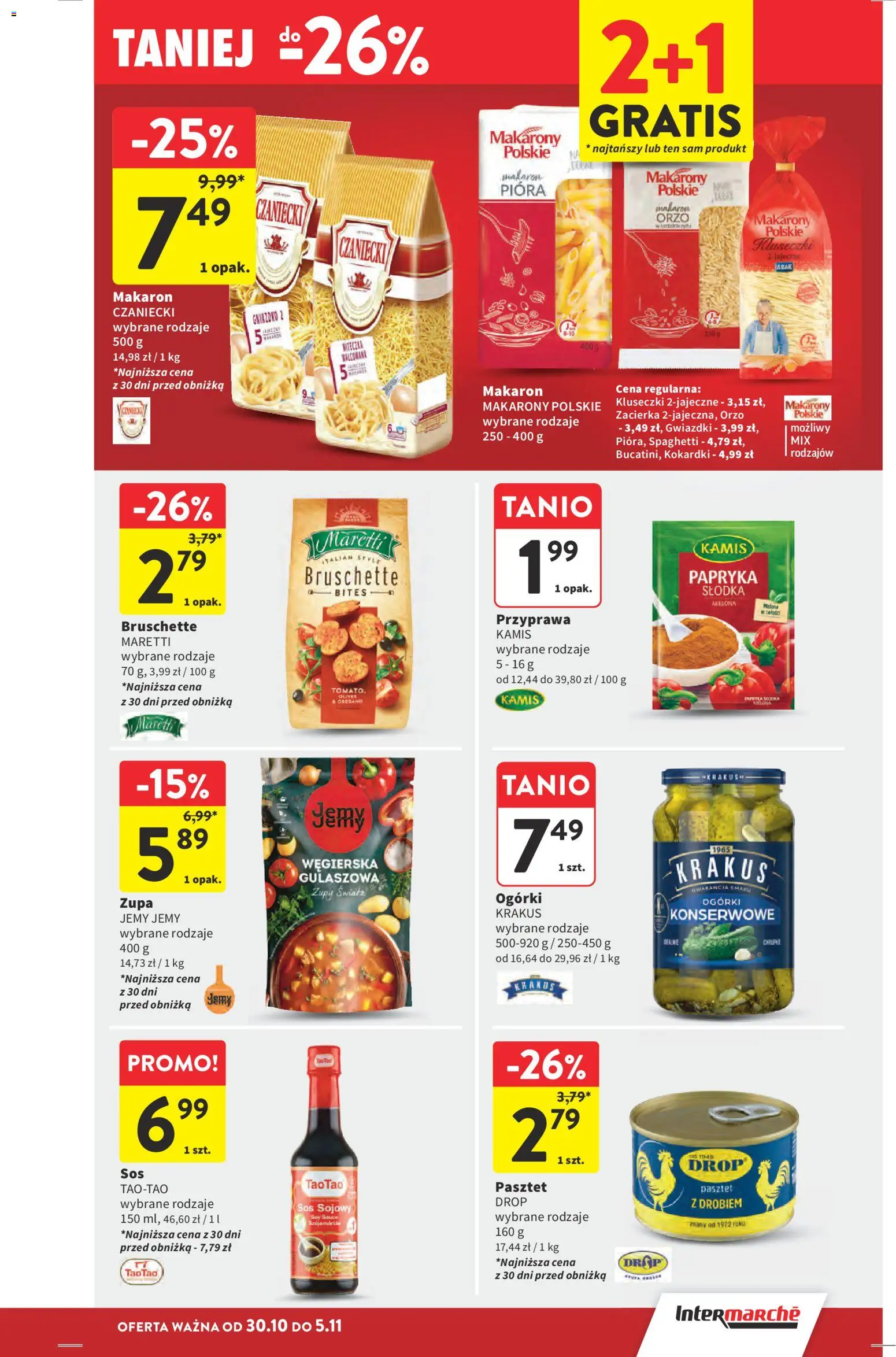 Intermarche Gazetka od 30.10.2025 | Strona: 35 | Produkty: Zupa, Sos sojowy, Makaron, Ogórki