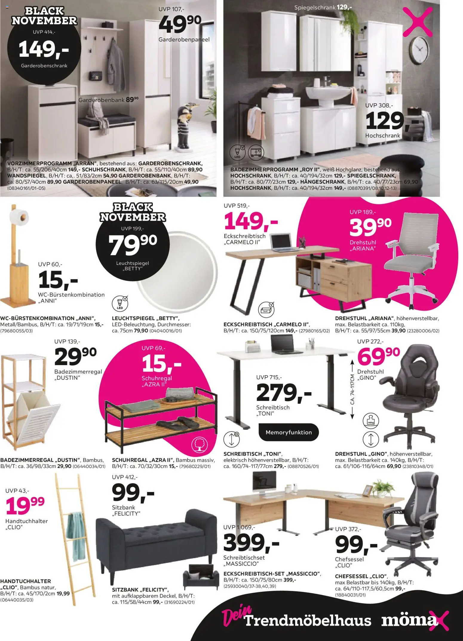 Mömax - Black Friday – gültig ab 10.11.2025 | Seite: 5 | Produkte: Sitzbank, Schuhregal, Garderobenschrank, Hochschrank