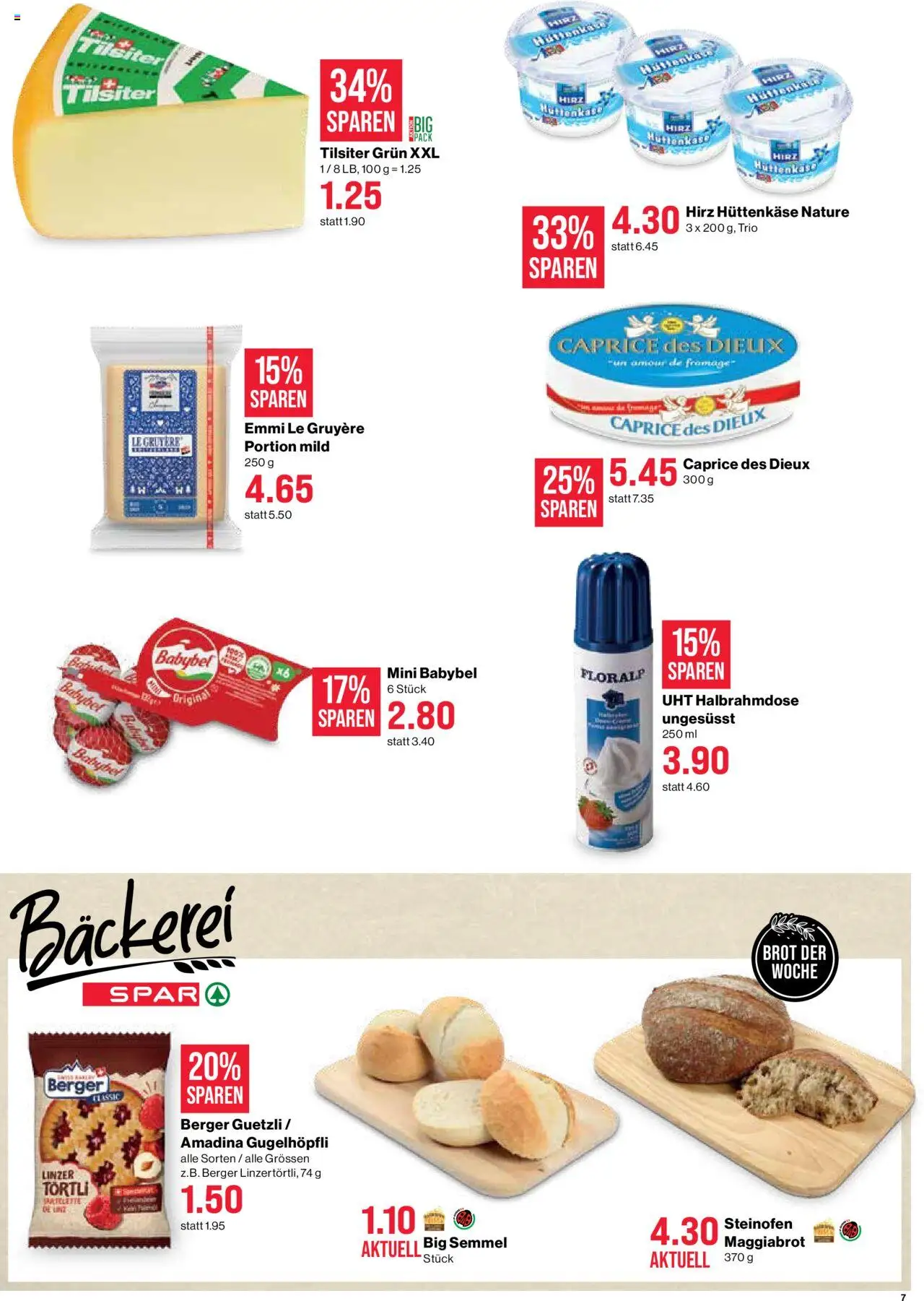 SPAR Aktionen ab 07.08.2025 | Seite: 7 | Produkte: Bäckerei, Brot, Hüttenkäse