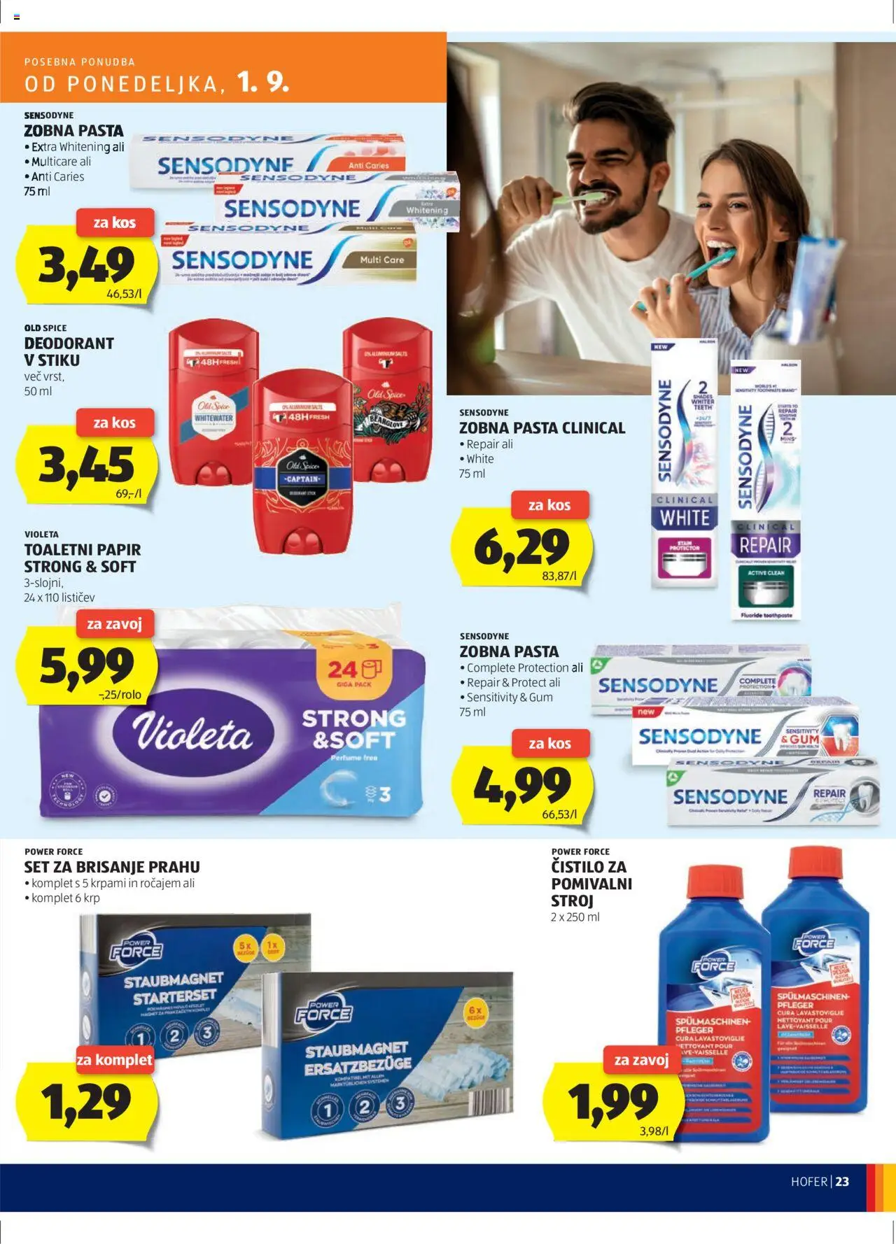 Hofer SI katalog | vrijedi od 28.08.2025 | Stranica: 23 | Proizvodi: Toaletni papir, Pasta, Old Spice, Violeta