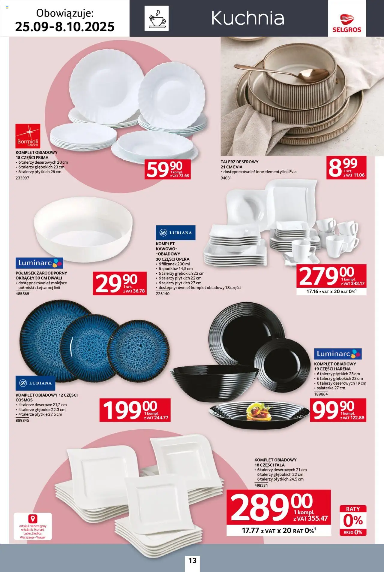 Selgros cash&carry Gazetka - Home&Deco od 25.09.2025 | Strona: 13 | Produkty: Talerze
