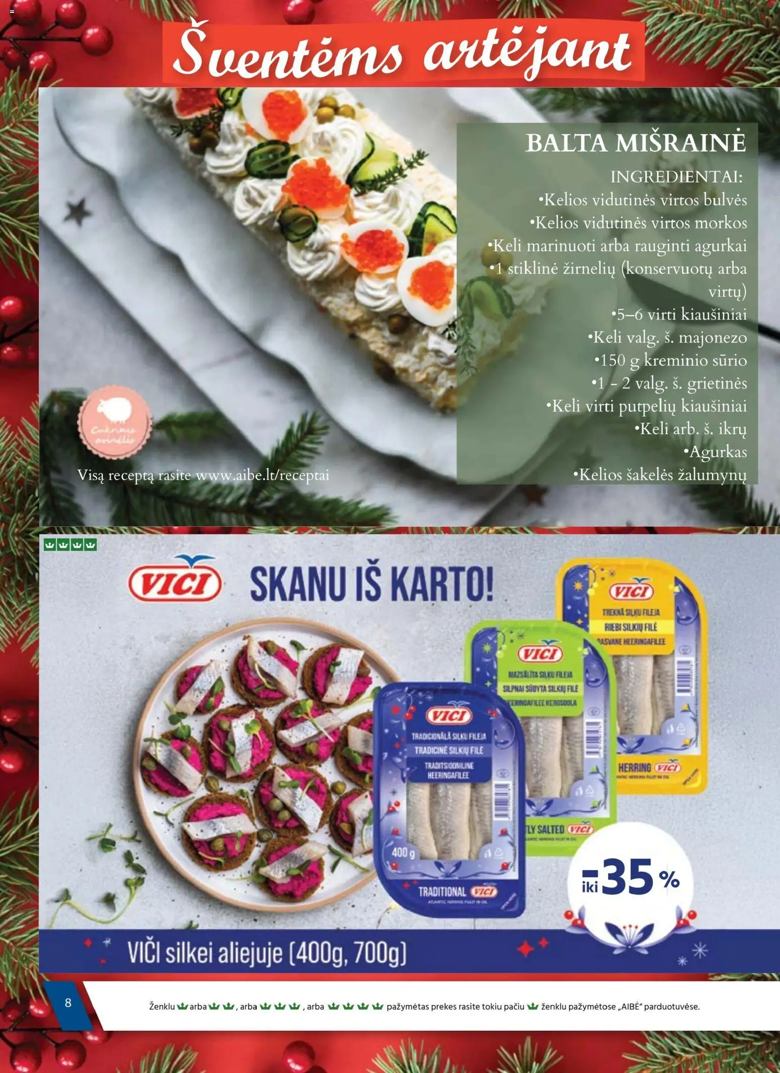 AIBE akcijos nuo 18.12.2025 | Puslapis: 8 | Prekių: Bulvės, Kiaušiniai, Silkių filė, Morkos