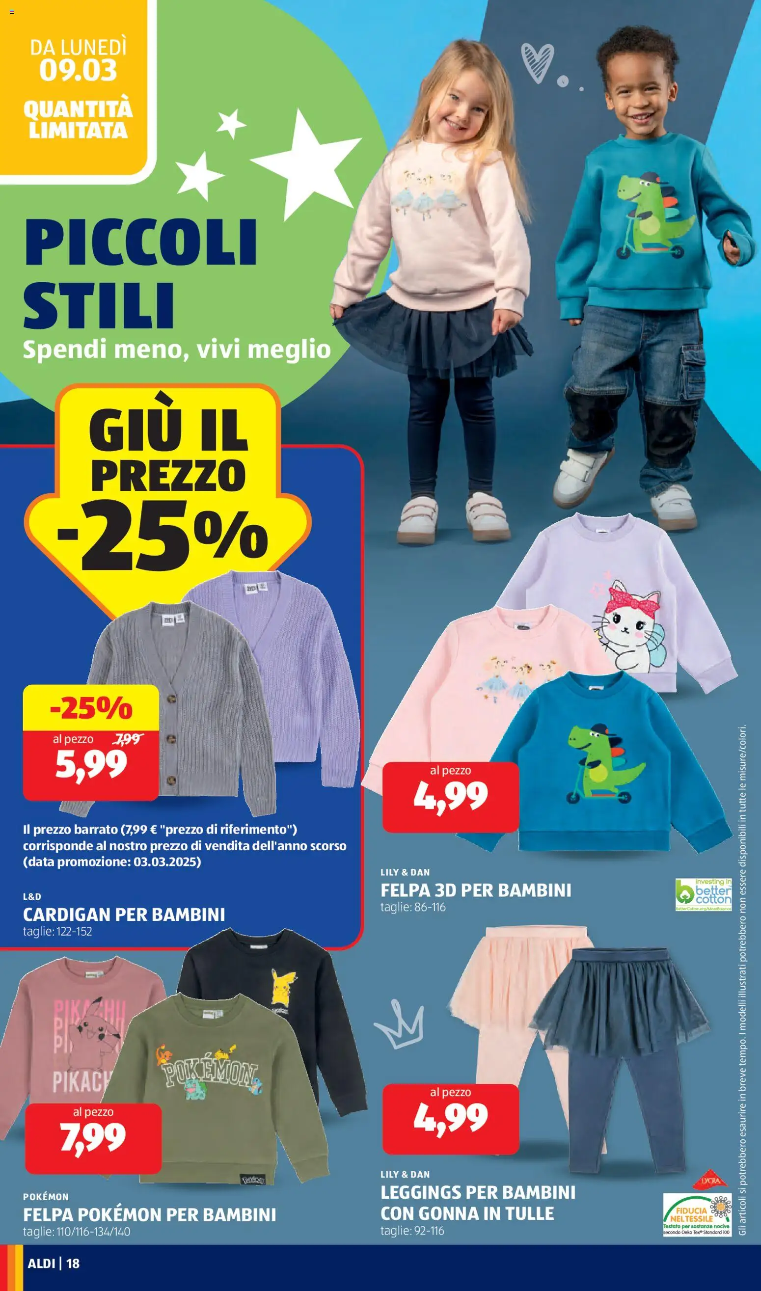 Volantino Aldi del 09.03.2026 | Pagina: 18 | Prodotti: Felpa, Gonna, Cardigan, Data