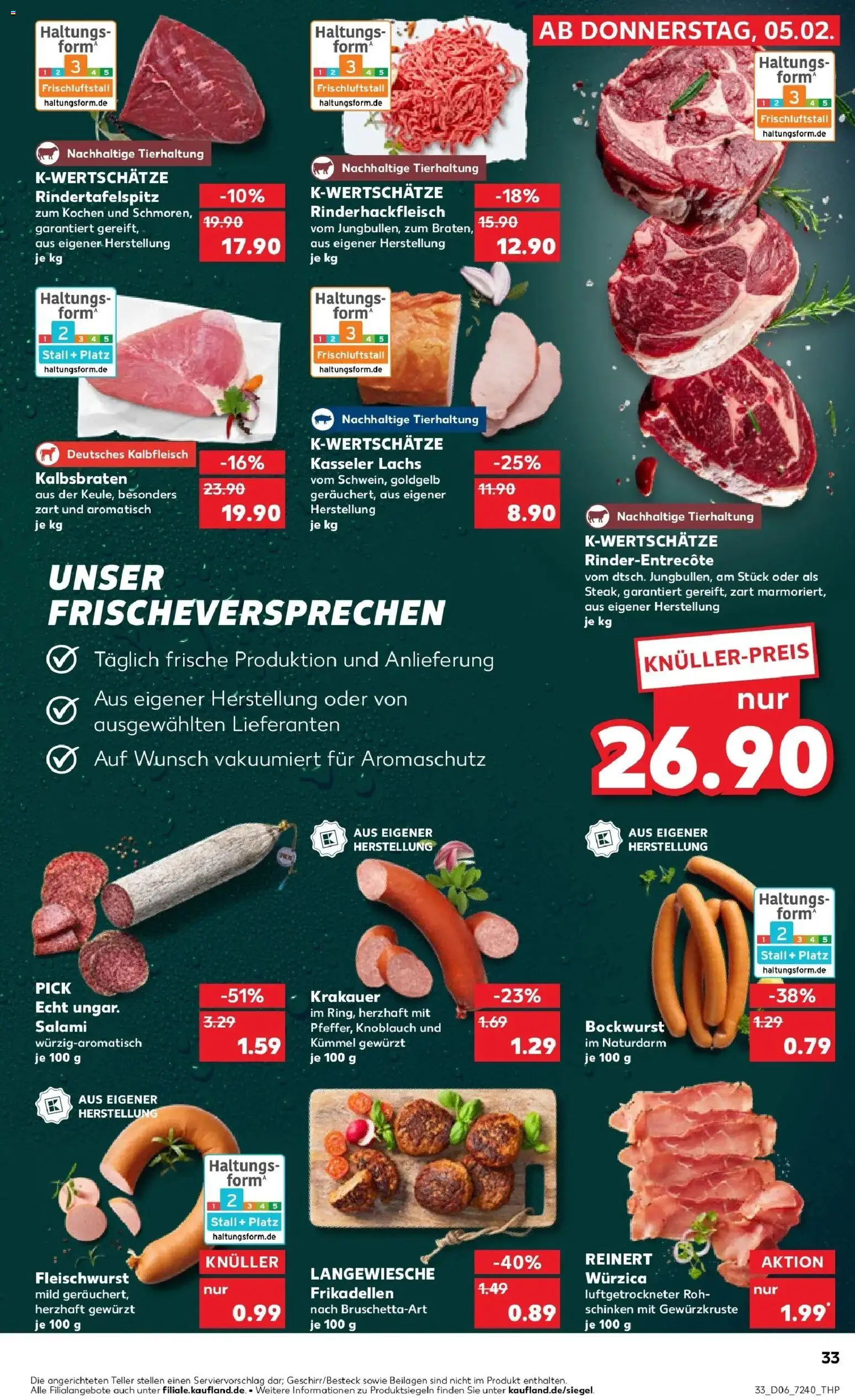 Kaufland prospekt Siegen	 – gültig ab 09.02.2026 | Seite: 33 | Produkte: Bockwurst, Knoblauch, Salami, Schinken