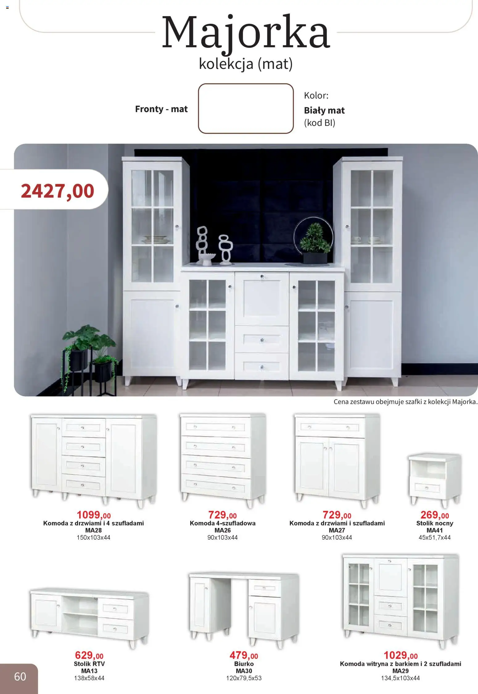 Bodzio Katalog od 01.01.2026 | Strona: 60 | Produkty: Komoda, Stolik nocny, Biurko, Witryna