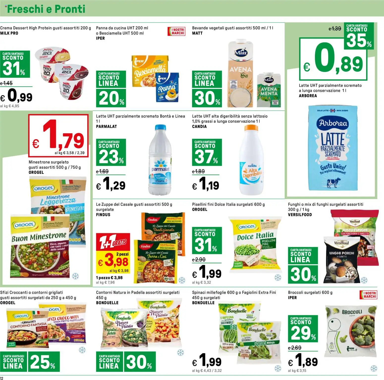 Volantino Iper del 16.01.2026 | Pagina: 12 | Prodotti: Crema, Panna, Latte, Spinaci