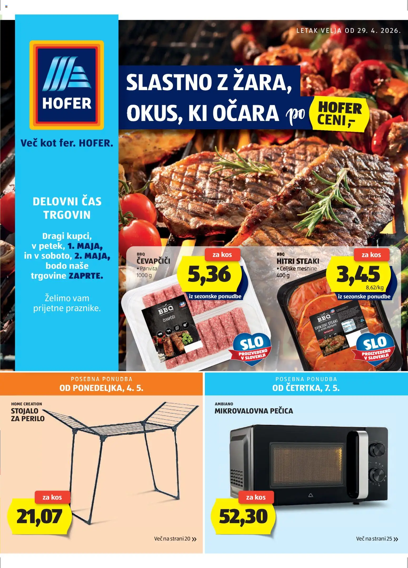 Hofer SI katalog | vrijedi od 29.04.2026 | Stranica: 1 | Proizvodi: Ćevapčići