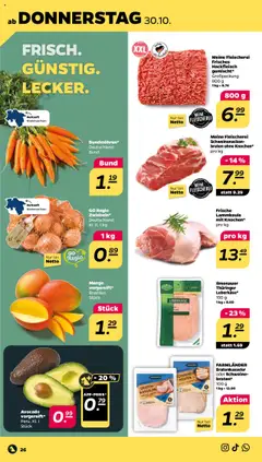 Netto Prospekt 	 ab 27.10.2025 gültig | Seite: 28 | Produkte: Avocado, Mango, Hackfleisch, Leberkase