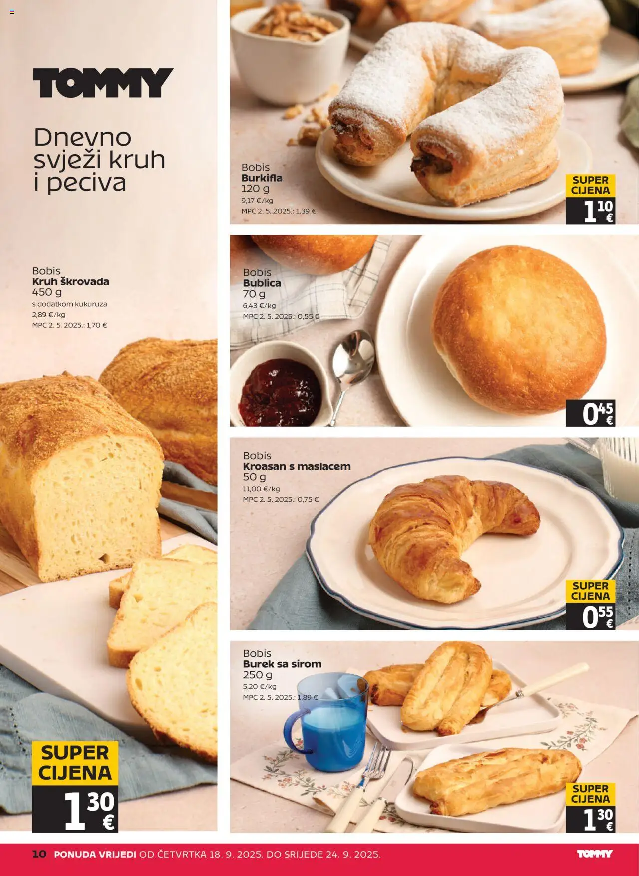 Tommy katalog | vrijedi od 18.09.2025 | Stranica: 10 | Proizvodi: Kruh, Burek, Kroasan