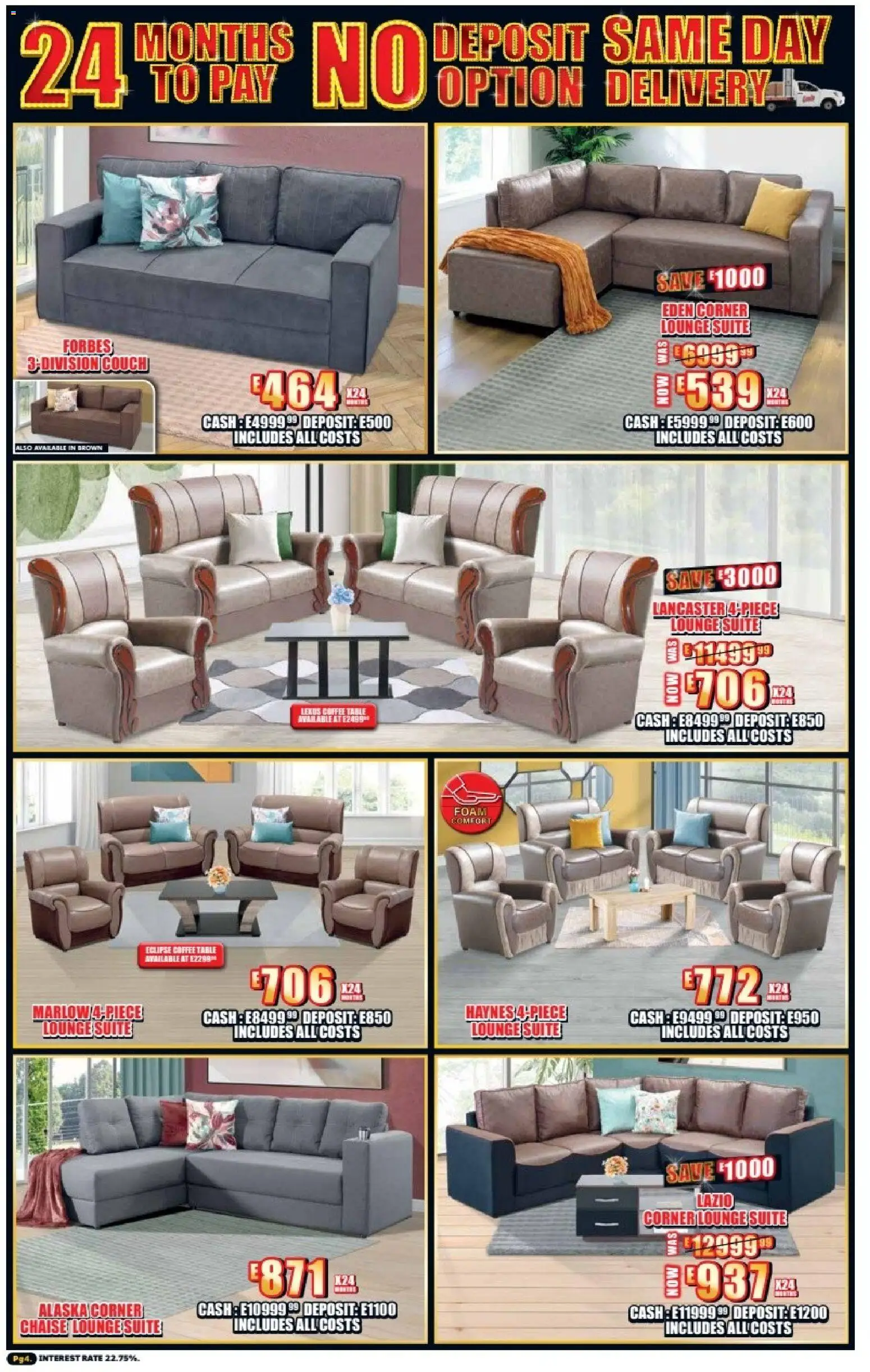 New Lewis Stores catalogue – valid from 23.02.2026 | Page: 4 | Products: Coffee table, Lounge suite, Coffee, Foam