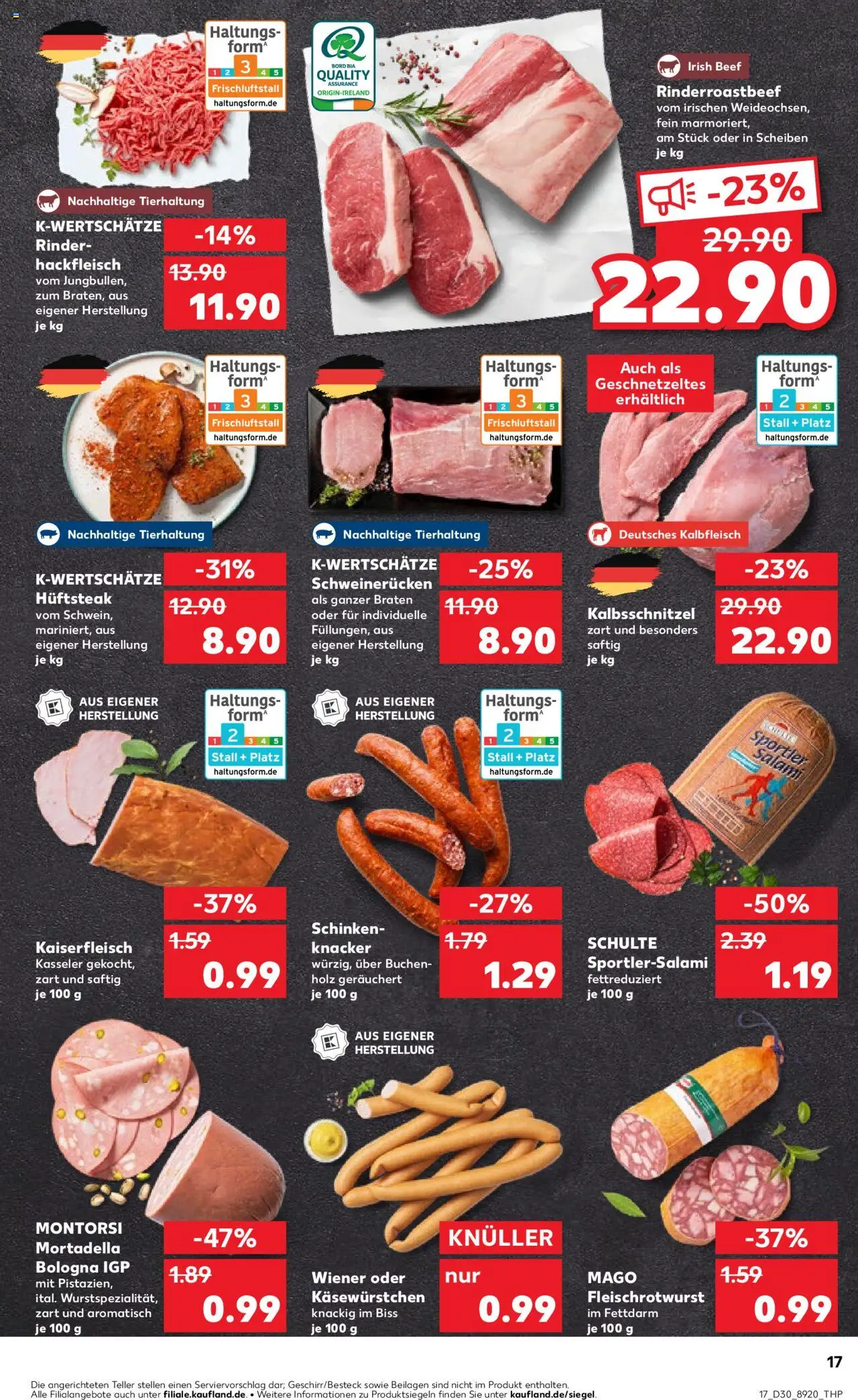 Kaufland Prospekt 	 - gültig ab dem 24.07.2025 | Seite: 17 | Produkte: Schweinerucken, Salami, Schinken, Hackfleisch
