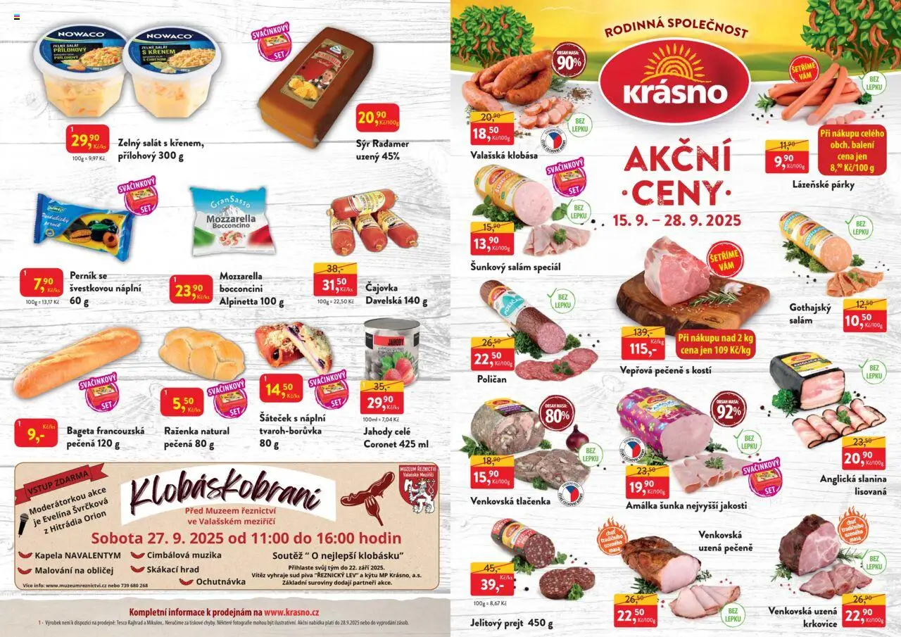 MP Krásno leták od 15.09.2025 | Strana: 1 | Produkty: Sýr, Tlačenka, Krkovice, Mozzarella