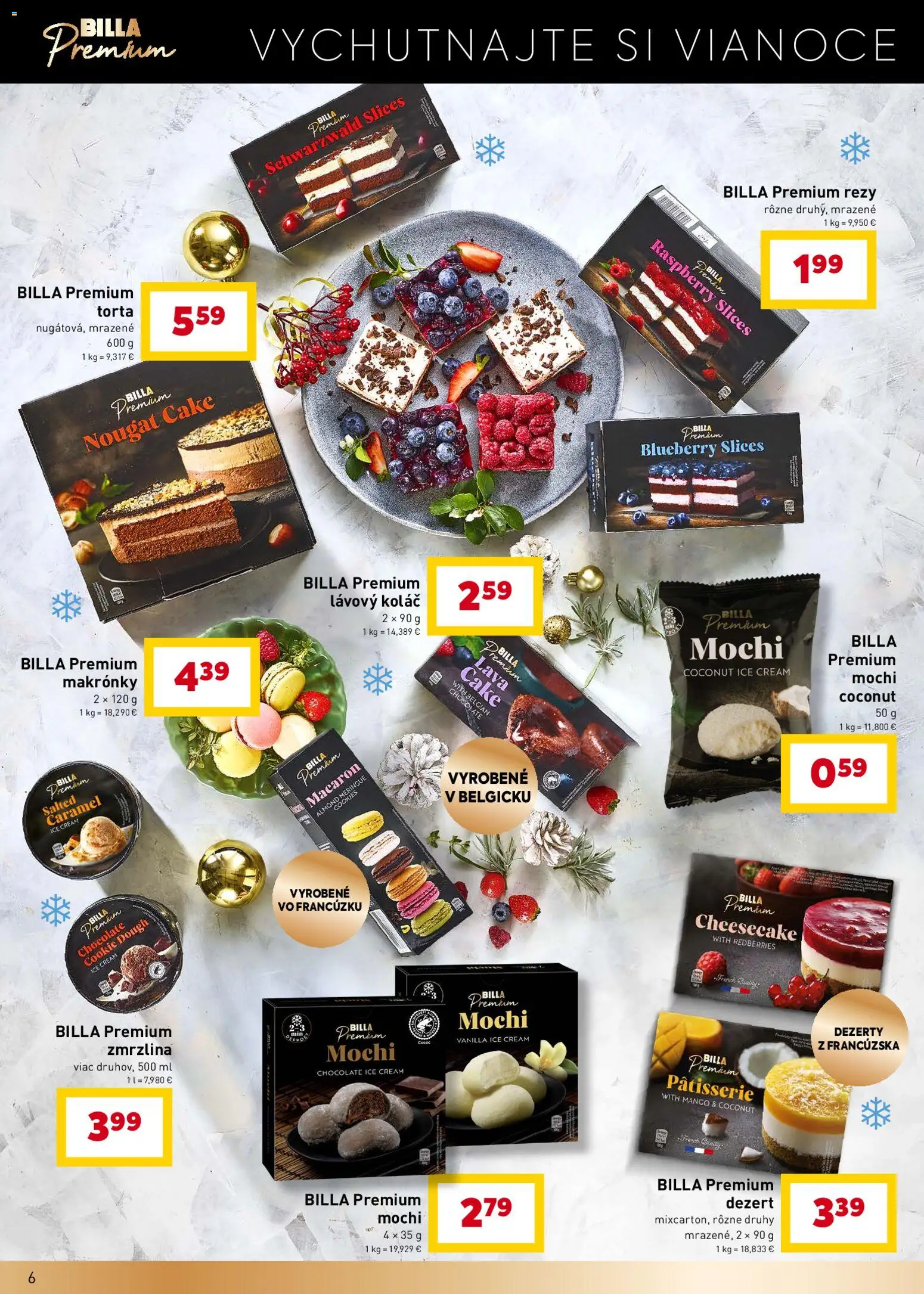 Nové Billa akcie – leták je platný od 29.10.2025 | Strana: 6 | Produkty: Makronky, Zmrzlina, Koláč, Mango