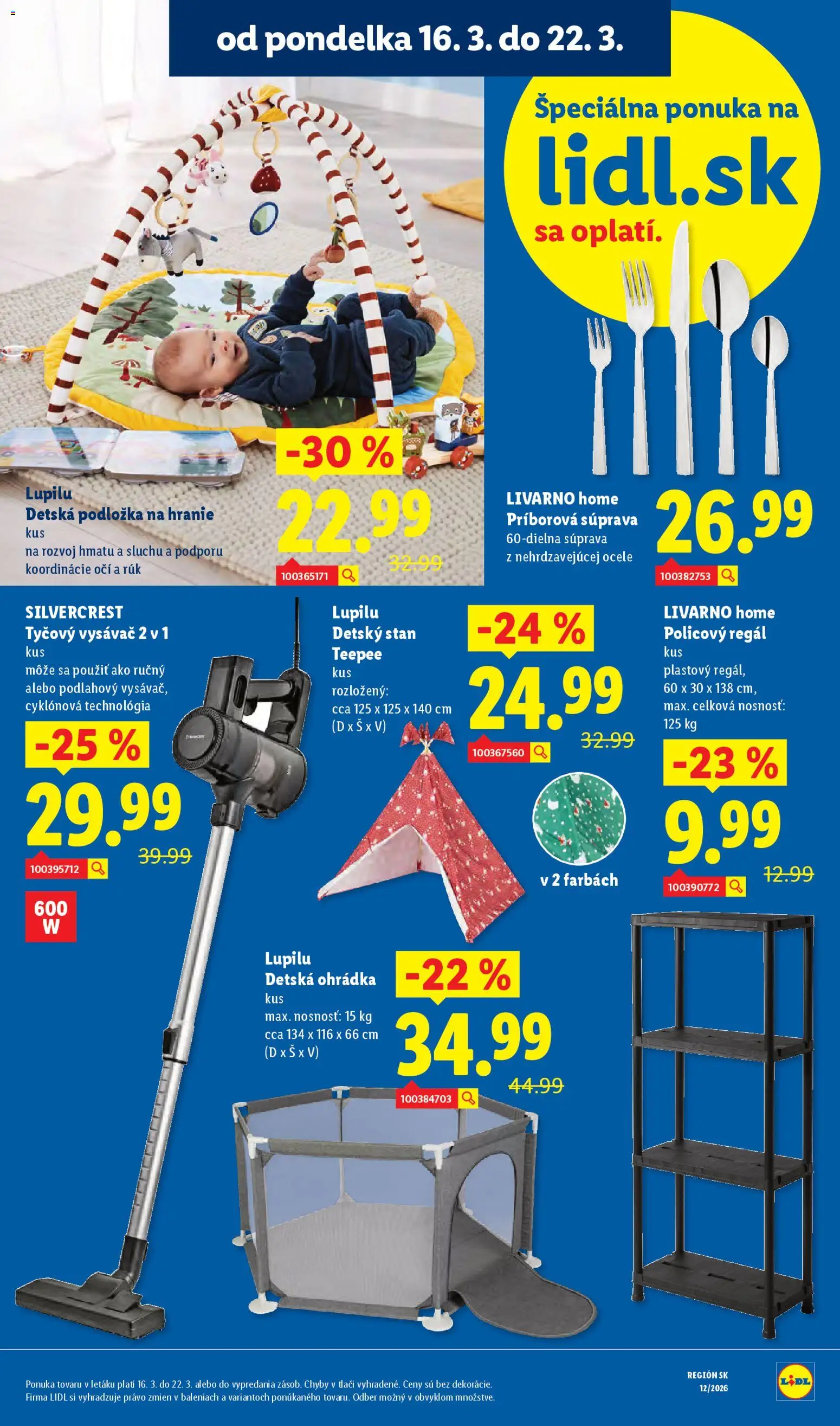 Nové Lidl akcie – leták je platný od 16.03.2026 | Strana: 69 | Produkty: Regál, Policový regál, Tyčový vysávač, Vysávač
