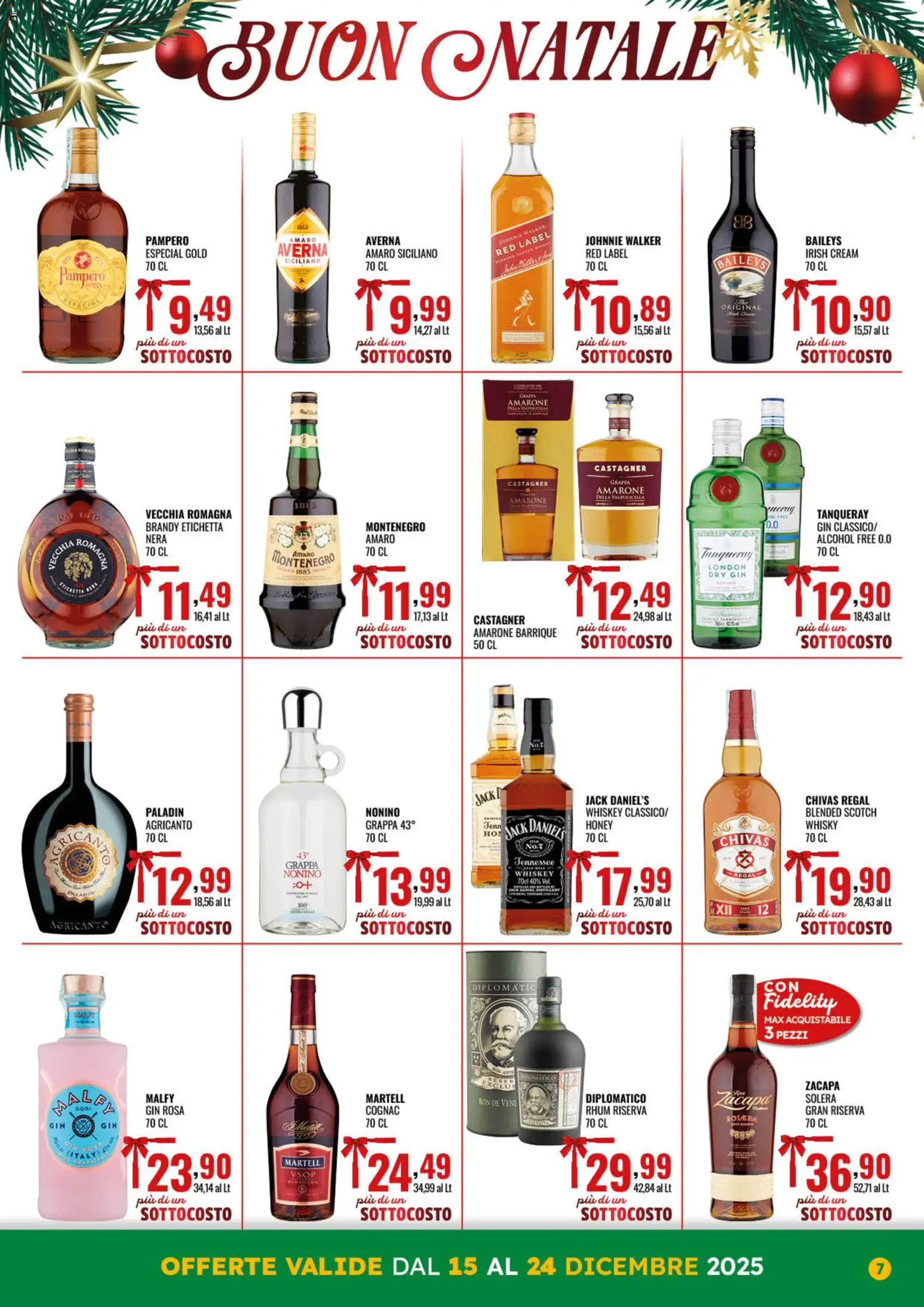 Volantino GECOP del 15.12.2025 | Pagina: 7 | Prodotti: Gin, Whisky, Brandy, Amaro