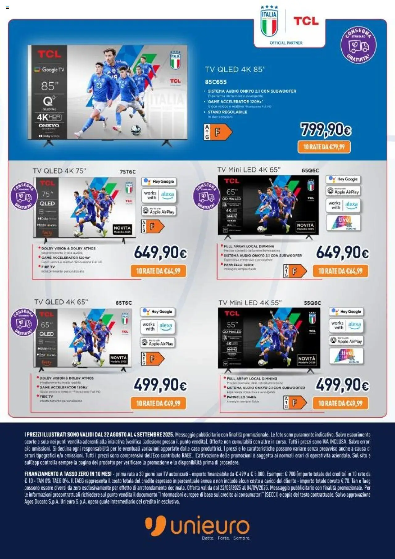 Volantino Unieuro del 22.08.2025 | Pagina: 5 | Prodotti: TV, Audio, Gioco