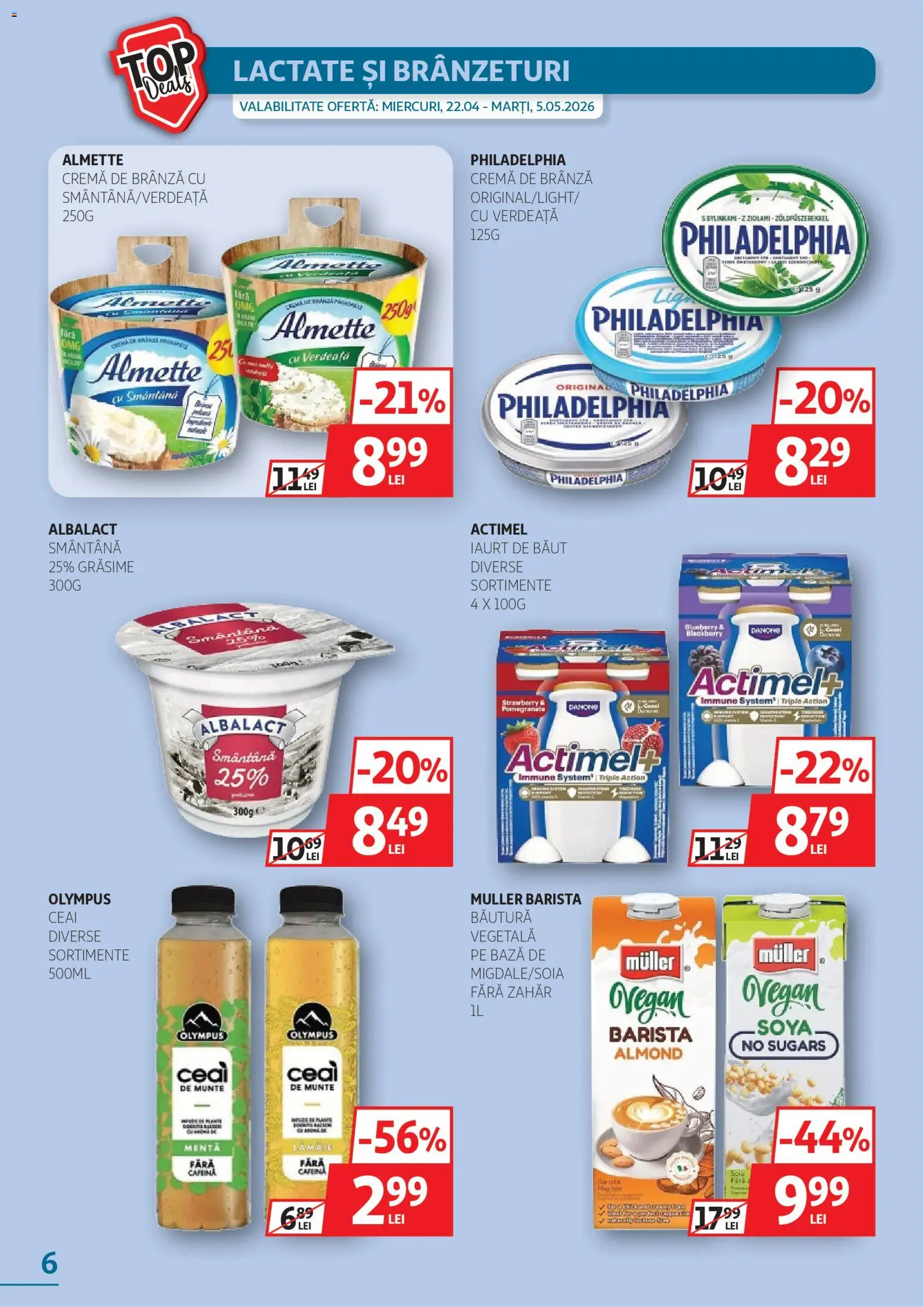 Noul catalog Auchan – valabil de la 22.04.2026 | Pagină: 6 | Produse: Cremă, Ceai, Zahăr, Verdeață