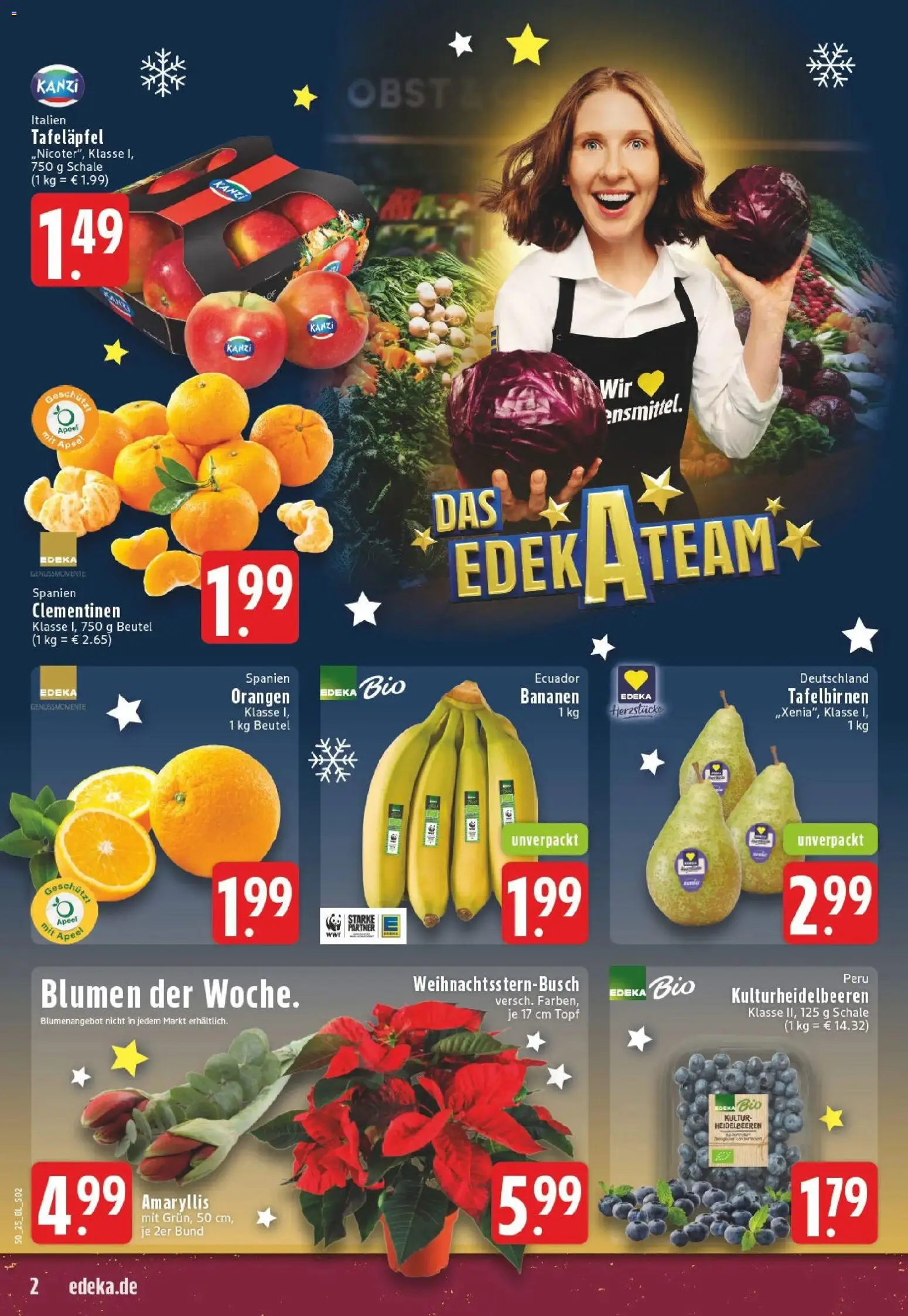 Edeka prospekt Bonn	 – gültig ab 07.12.2025 | Seite: 2 | Produkte: Blumen, Bananen, Heidelbeeren, Obst