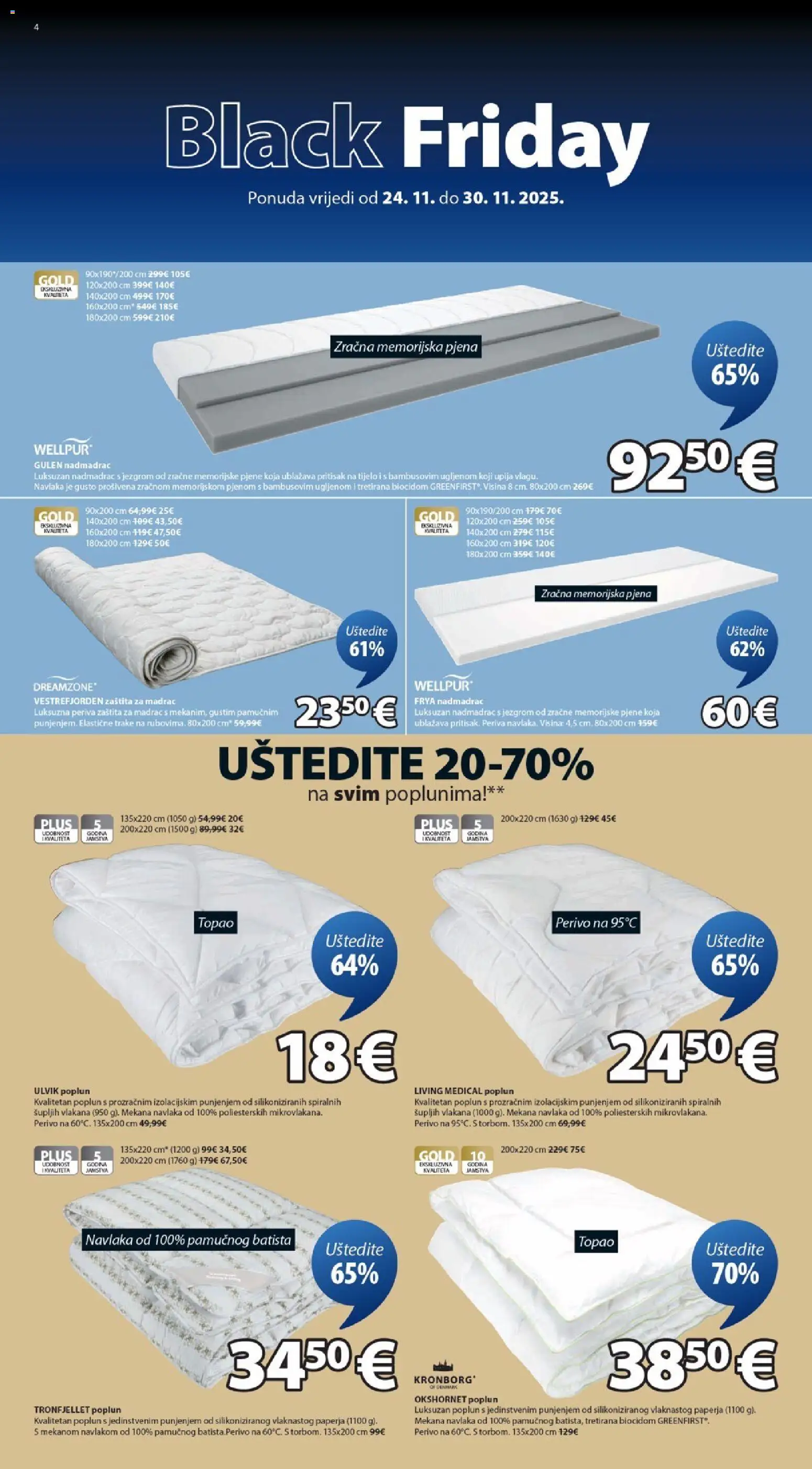 JYSK katalog | vrijedi od 24.11.2025 | Stranica: 4 | Proizvodi: Madrac, Elastične trake, Nadmadrac, Poplun