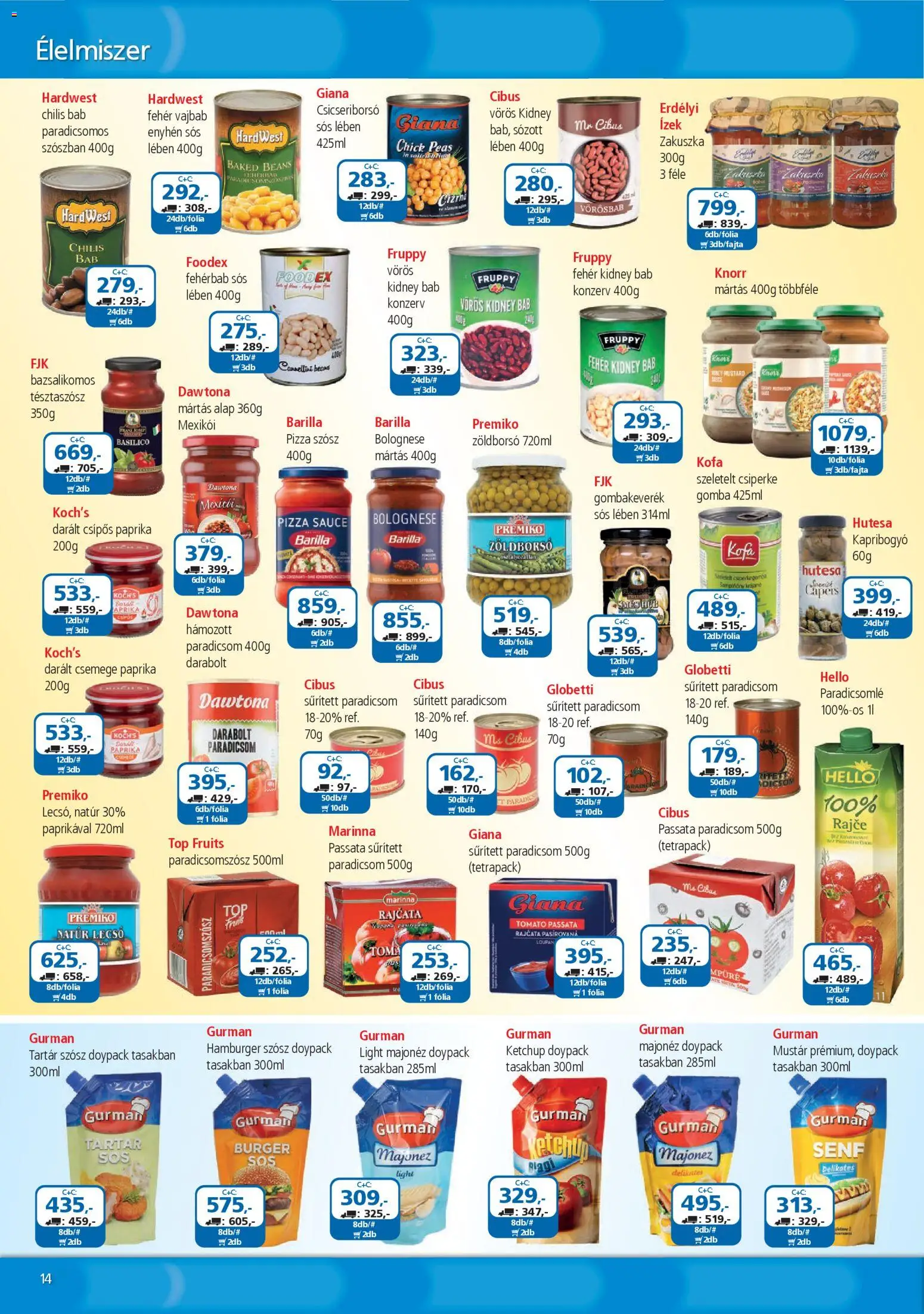 ÁRKLUB akciós ujság - amely érvényes a következő dátumtól: 01.04.2026 | Oldal: 14 | Termékek: Zöldborsó, Sűrített paradicsom, Paradicsomszósz, Kapribogyó