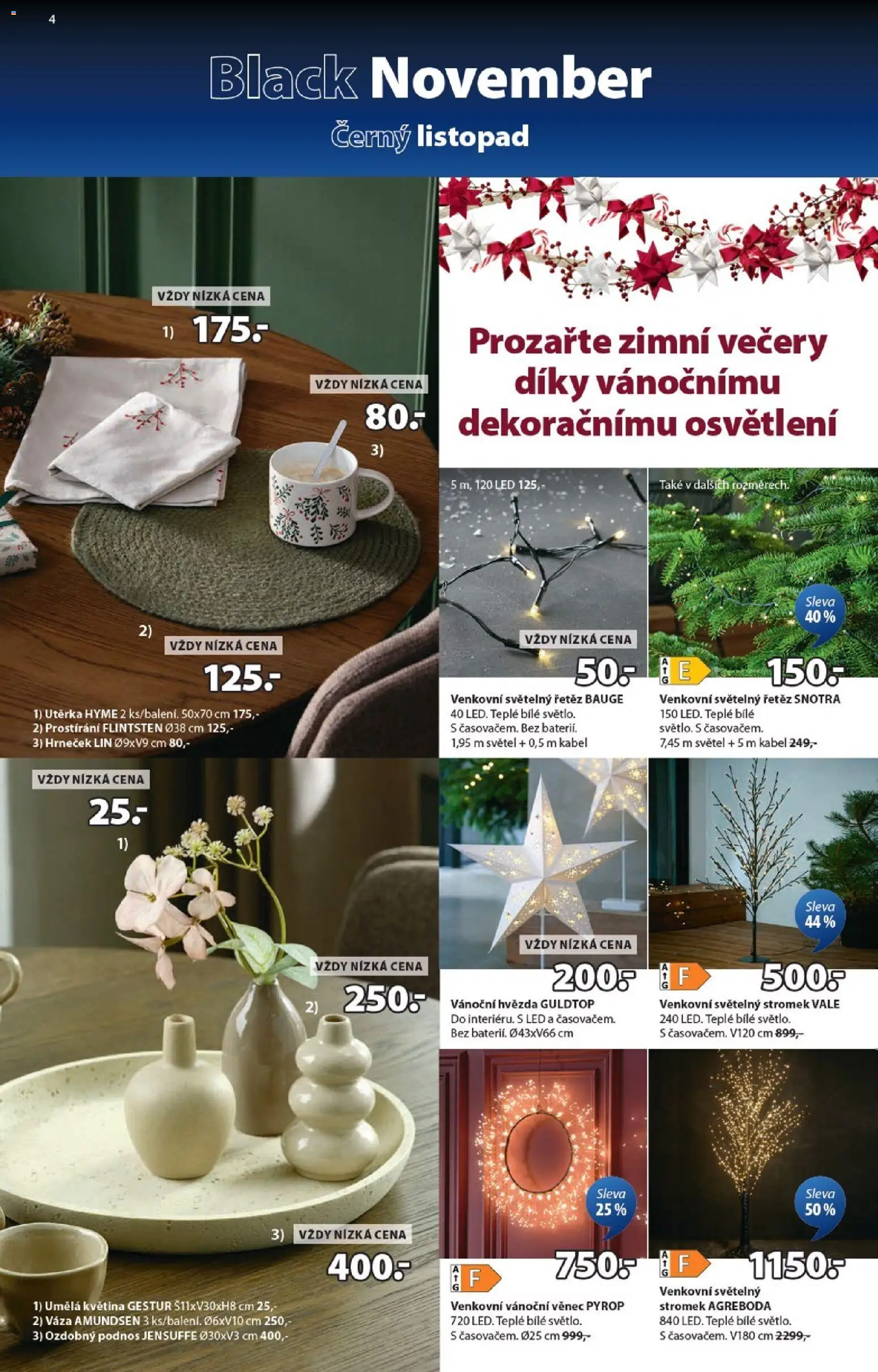 JYSK Black Friday od 03.11.2025 | Strana: 4 | Produkty: Podnos, Prostírání, Váza, Utěrka