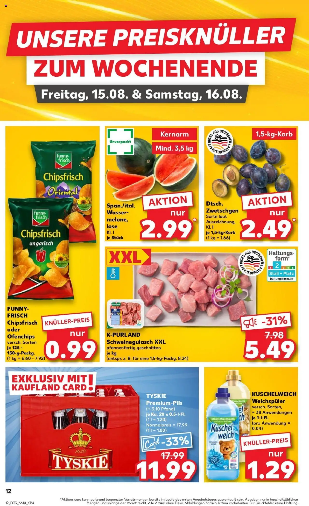 Kaufland prospekt Bendorf	 - gültig ab dem 18.08.2025 | Seite: 33 | Produkte: Tyskie, Funny frisch, Kuschelweich, Wasser