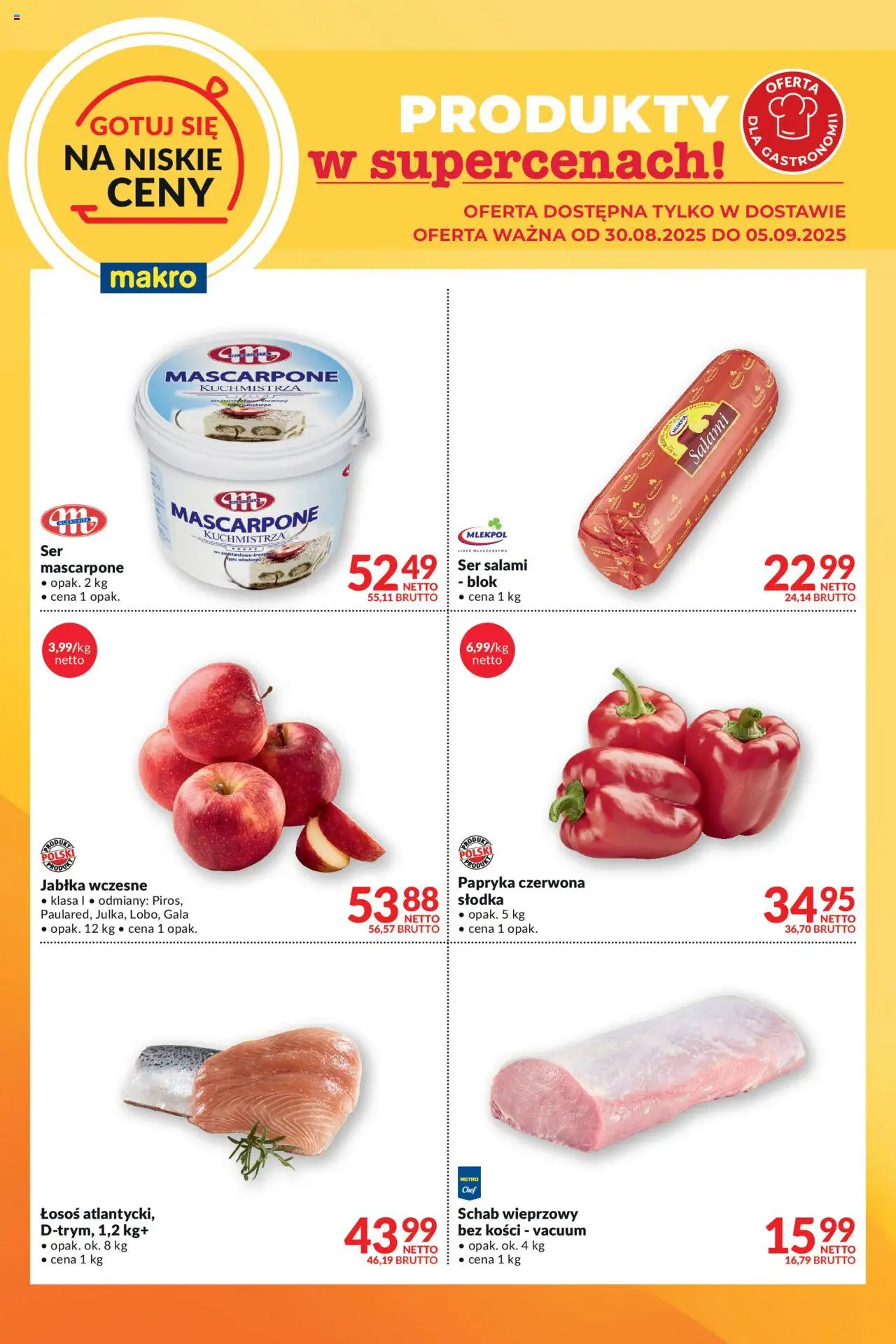 Makro Gazetka - Gotuj się na niskie ceny w dostawie od 30.08.2025 | Strona: 2 | Produkty: Schab, Schab wieprzowy, Papryka, Mascarpone