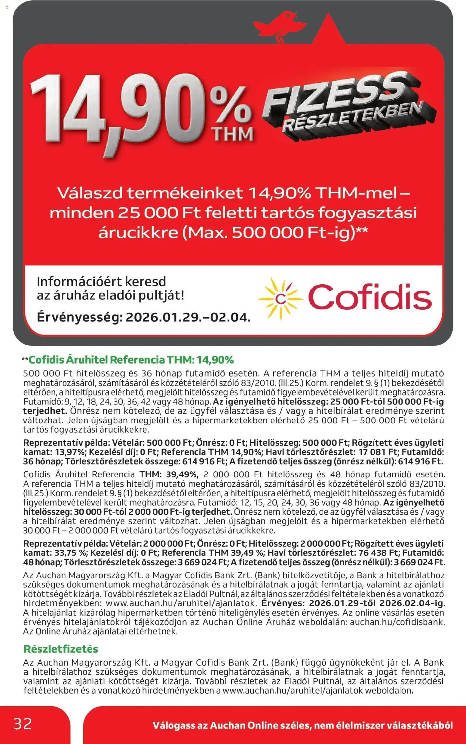 Auchan akciós ujság - amely érvényes a következő dátumtól: 29.01.2026 | Oldal: 32 | Termékek: Szőlő