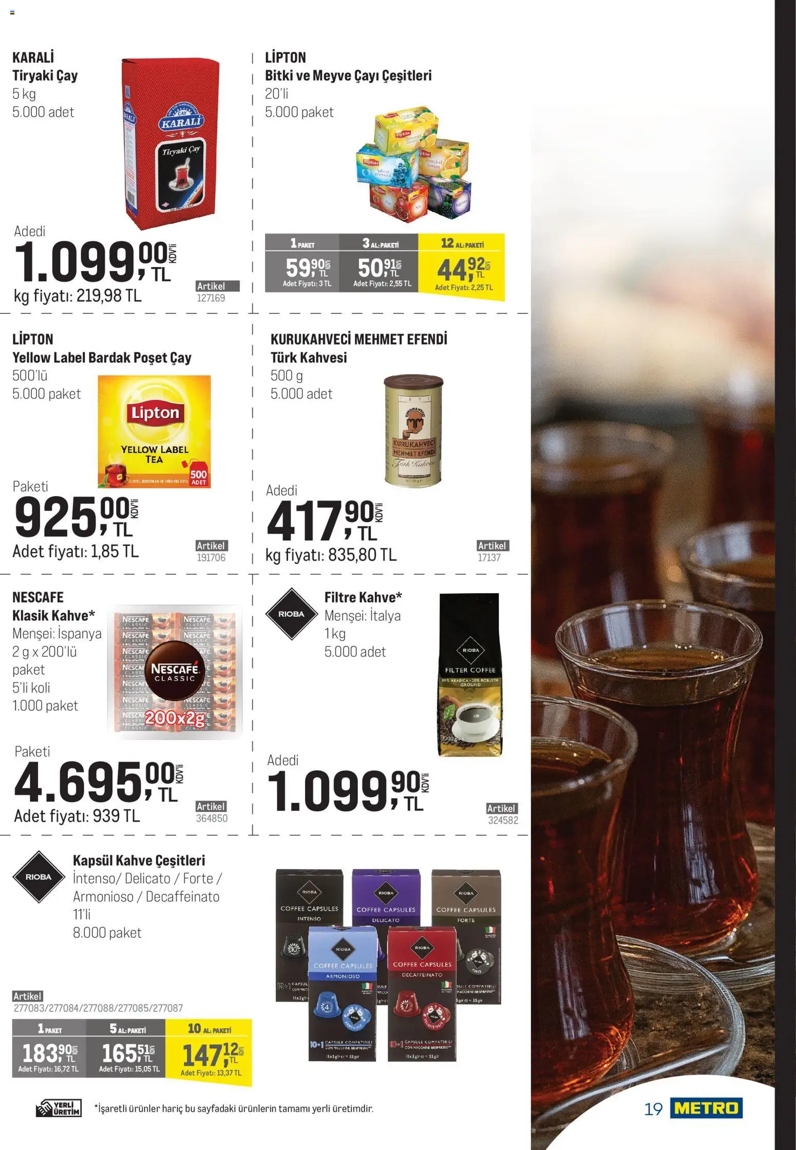 Metro - Şehir Otelleri - 03.12.2025 tarihinden itibaren geçerlidir | Sayfa: 19 | Ürünler: Kahve, Çay, Meyve, Zselatin