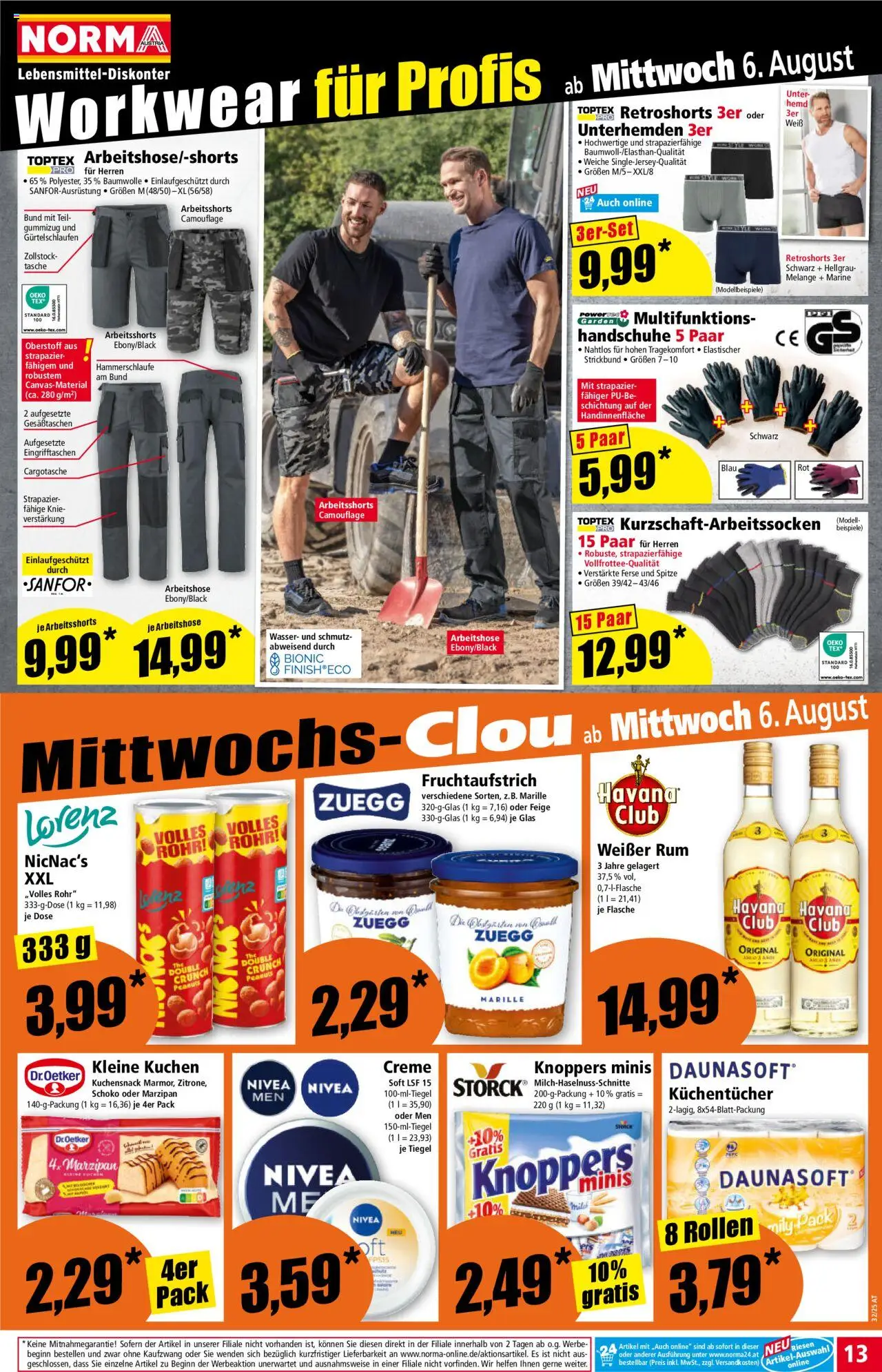 Norma Flugblatt gültig ab 04.08.2025 | Seite: 13 | Produkte: Hemd, Tasche, Hunajamelonit, Creme