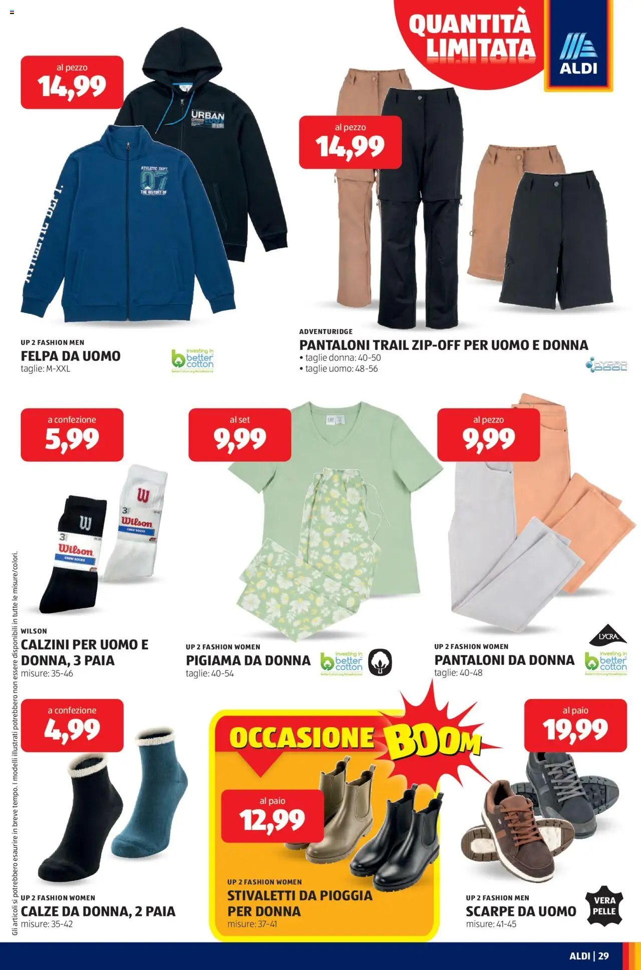 Volantino Aldi del 15.09.2025 | Pagina: 29 | Prodotti: Pantaloni, Calzini, Scarpe, The