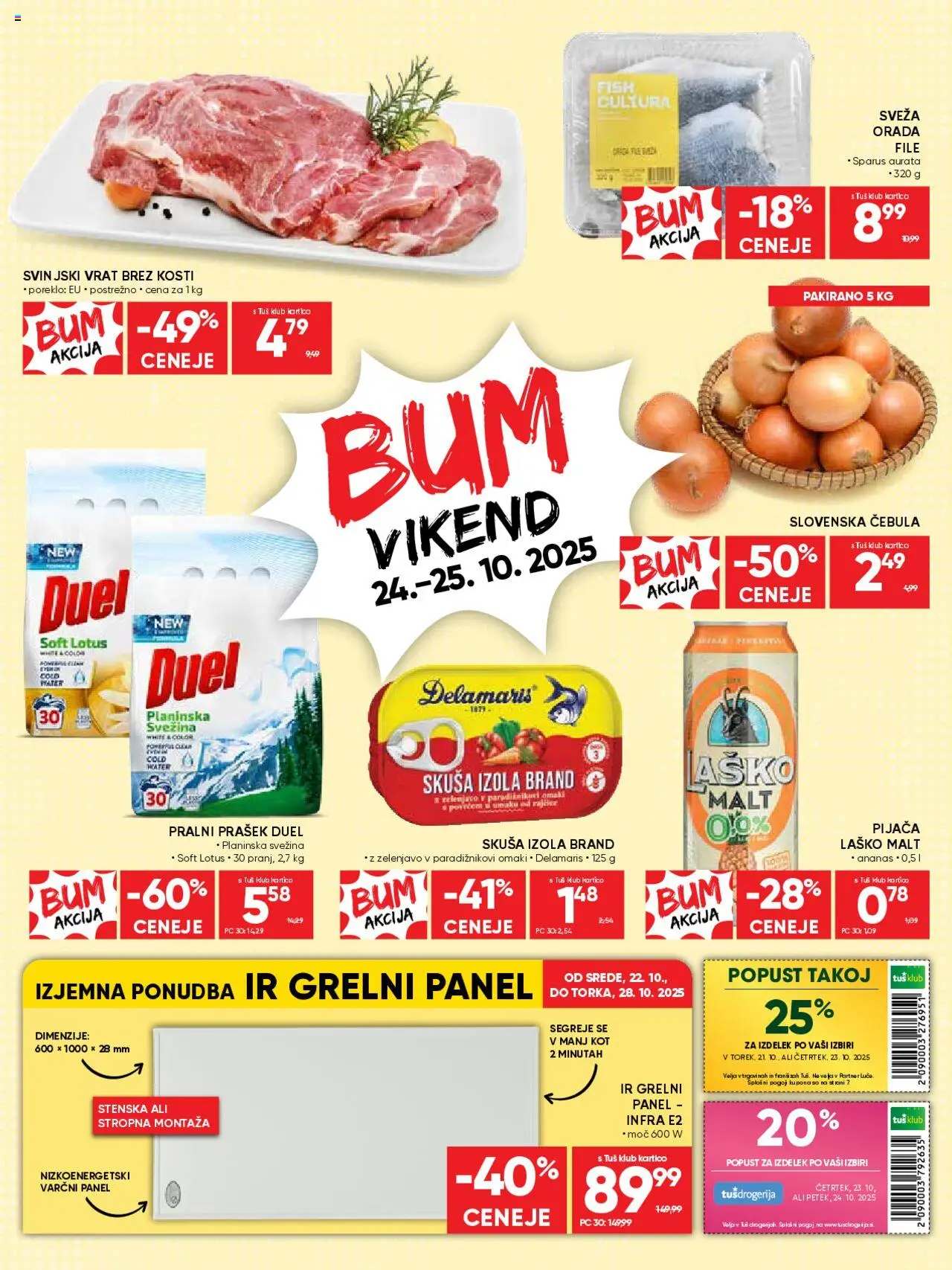 Novi Tuš katalog ponudbe – veljaven od 22.10.2025 | Stran: 8 | Izdelki: Prašek, Pralni prašek, Orada, Cebula