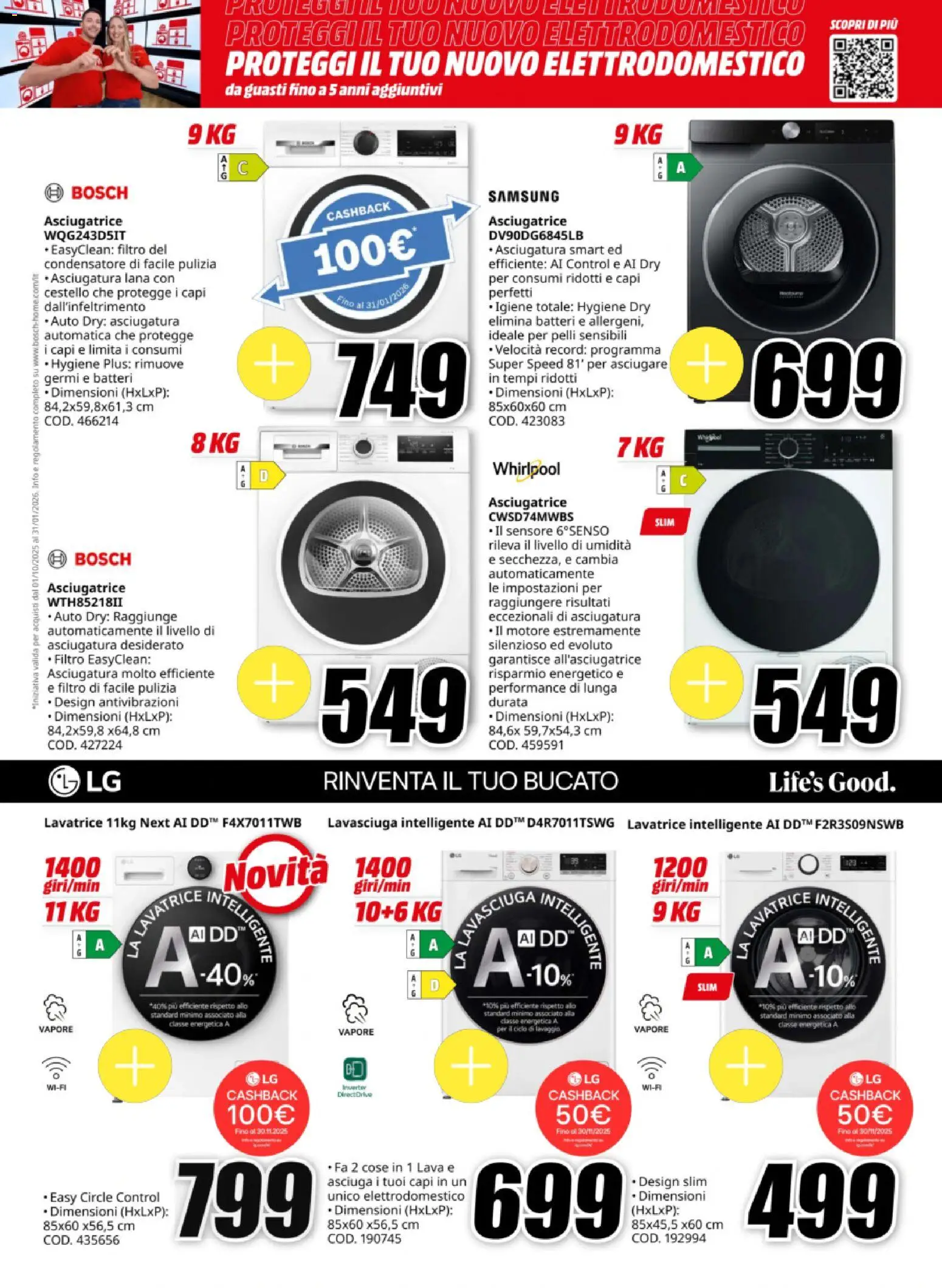 Volantino Media World del 12.11.2025 | Pagina: 3 | Prodotti: Lavasciuga, Lavatrice, Asciugatrice, Samsung