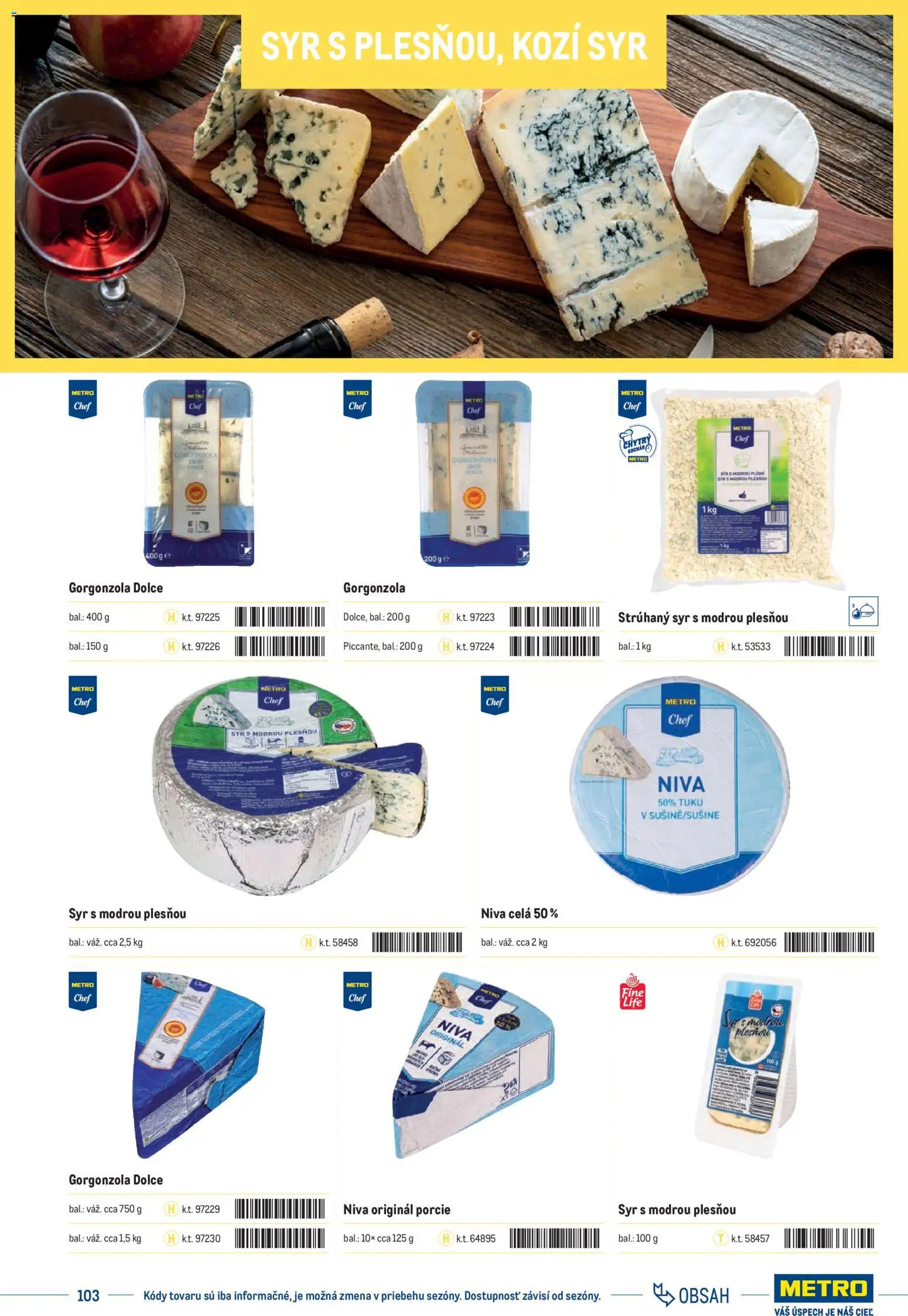 Nové Metro akcie – leták je platný od 01.01.2025 | Strana: 103 | Produkty: Syr