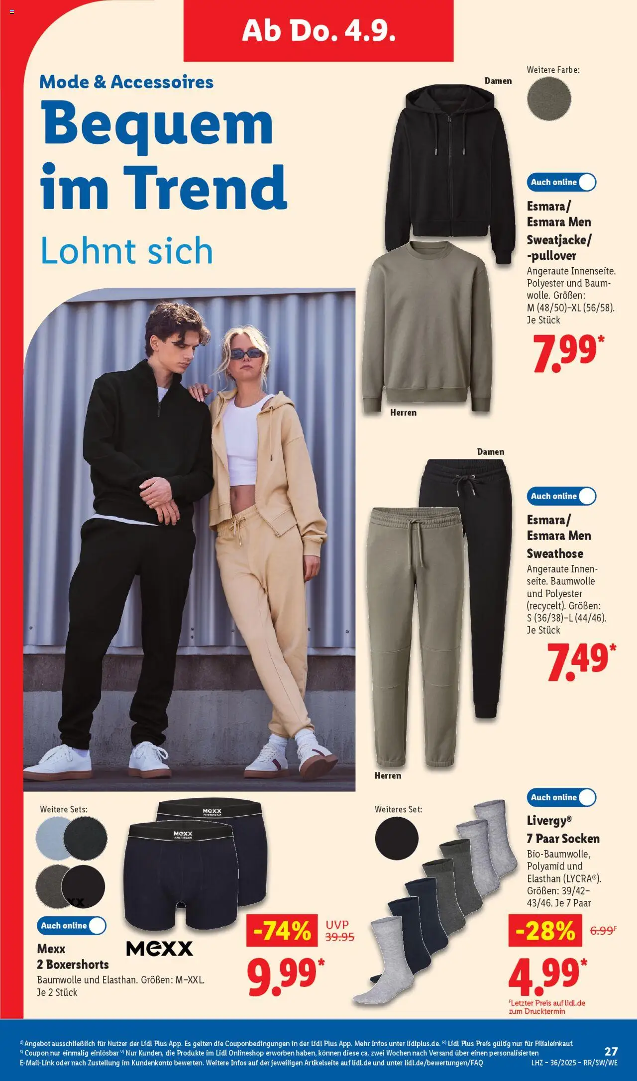 Lidl Exklusive Vorschau Aarbergen - gültig ab dem 01.09.2025 | Seite: 17 | Produkte: Sweathose, Pullover, Socken