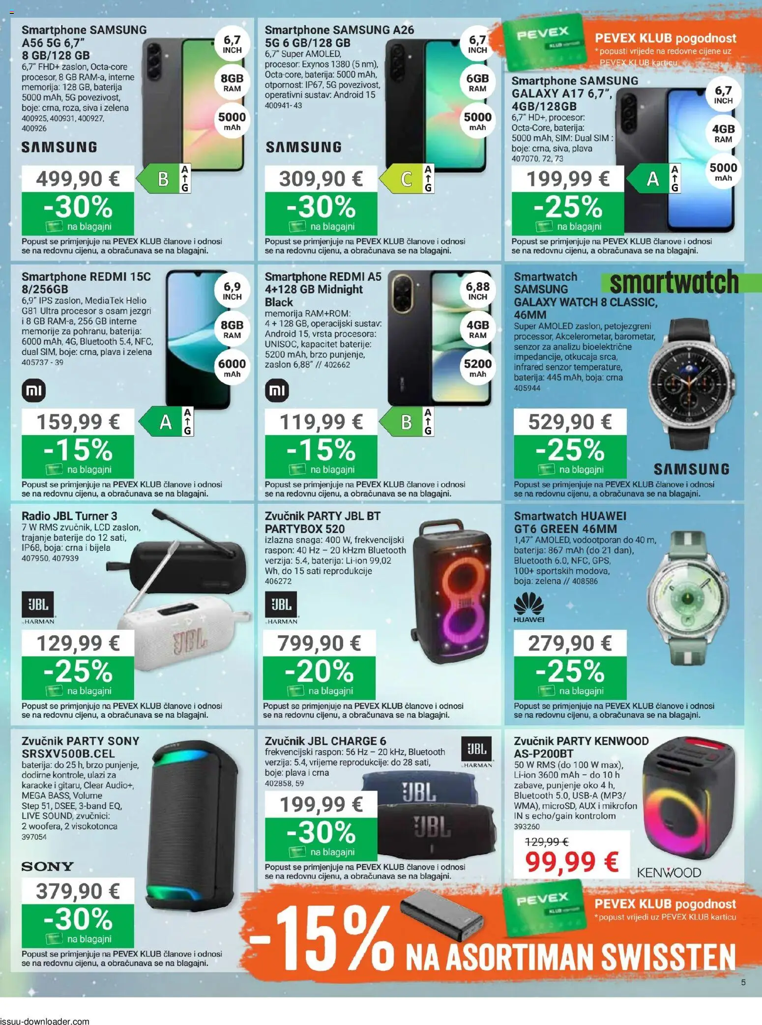 Pevex katalog | vrijedi od 08.01.2026 | Stranica: 5 | Proizvodi: Smartwatch, Baterija, Smartphone, Radio