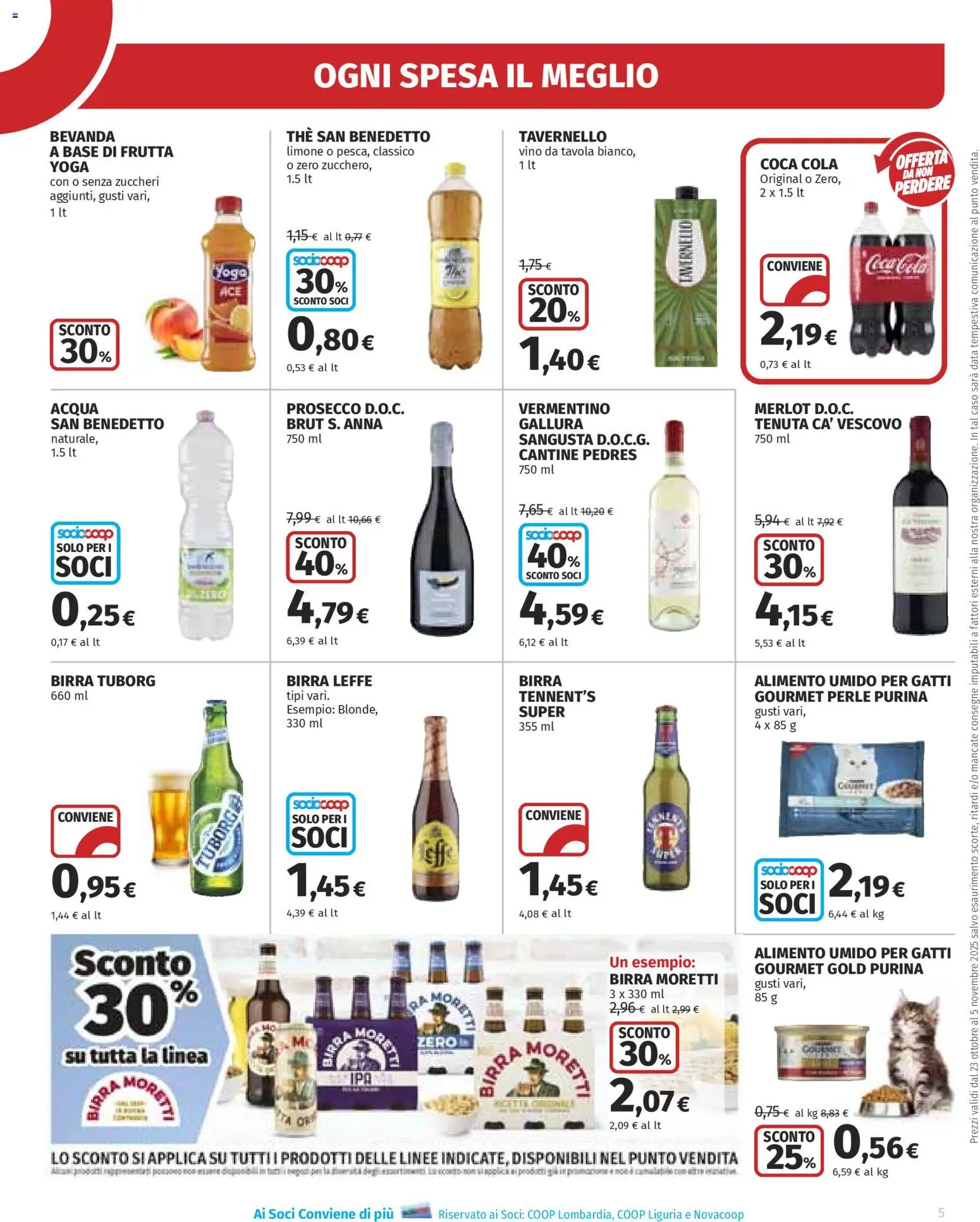 Volantino Ipercoop del 23.10.2025 | Pagina: 5 | Prodotti: Tennent's, Birra Moretti, Data, The