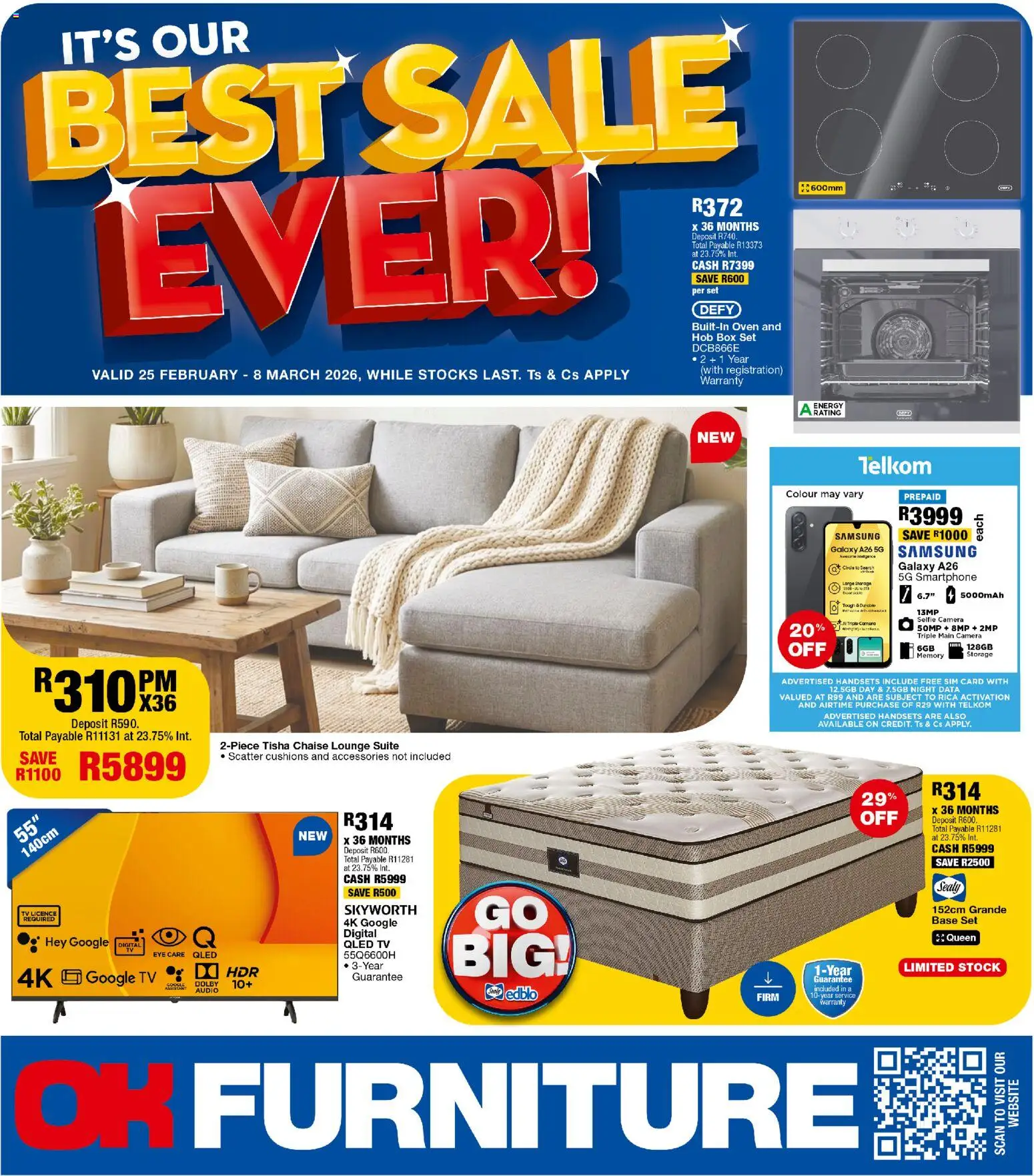 New OK Furniture catalogue – valid from 25.02.2026 | Page: 1 | Products: Data, Oven, TV, Chaise