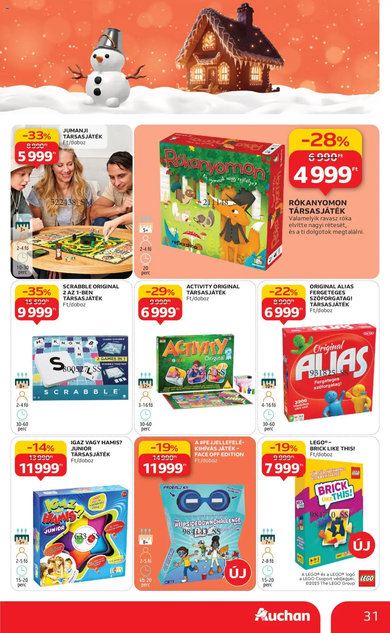Auchan akciós ujság - amely érvényes a következő dátumtól: 24.10.2025 | Oldal: 31 | Termékek: Játék, Társasjáték
