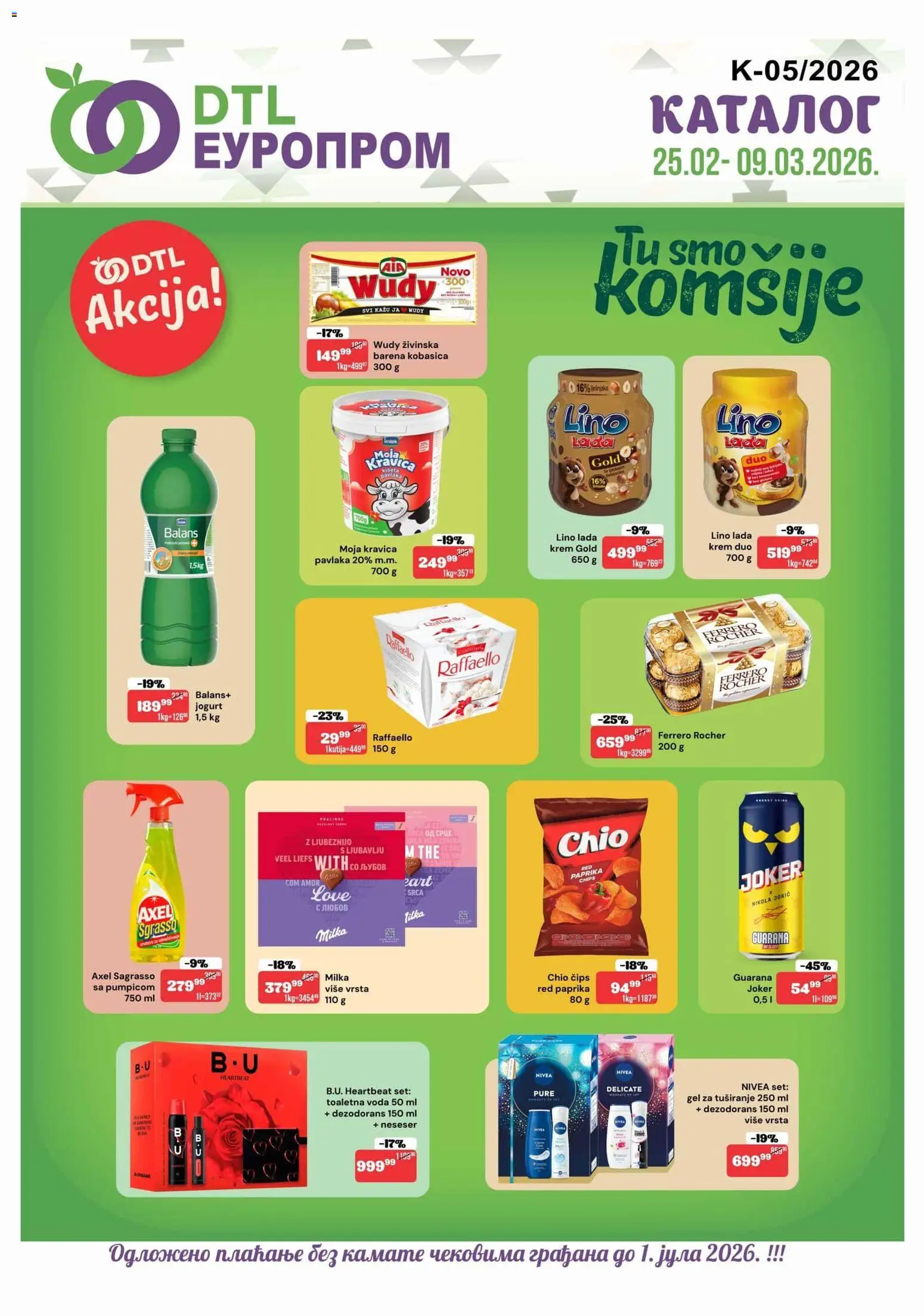 Europrom katalog - važi od 25.02.2026 | Strana: 1 | Proizvode: Paprika, Nivea, Voda, Lino lada