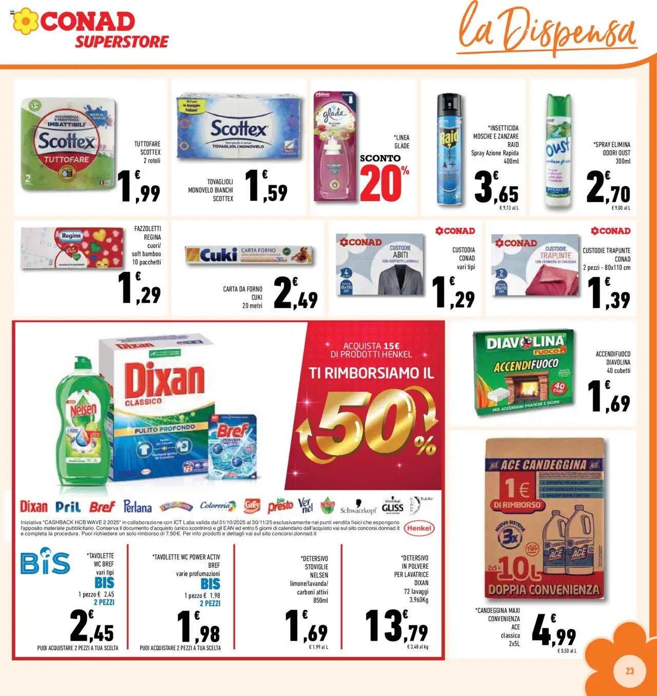 Volantino Conad del 08.10.2025 | Pagina: 23 | Prodotti: Abiti, Fazzoletti, Lavatrice, Forno