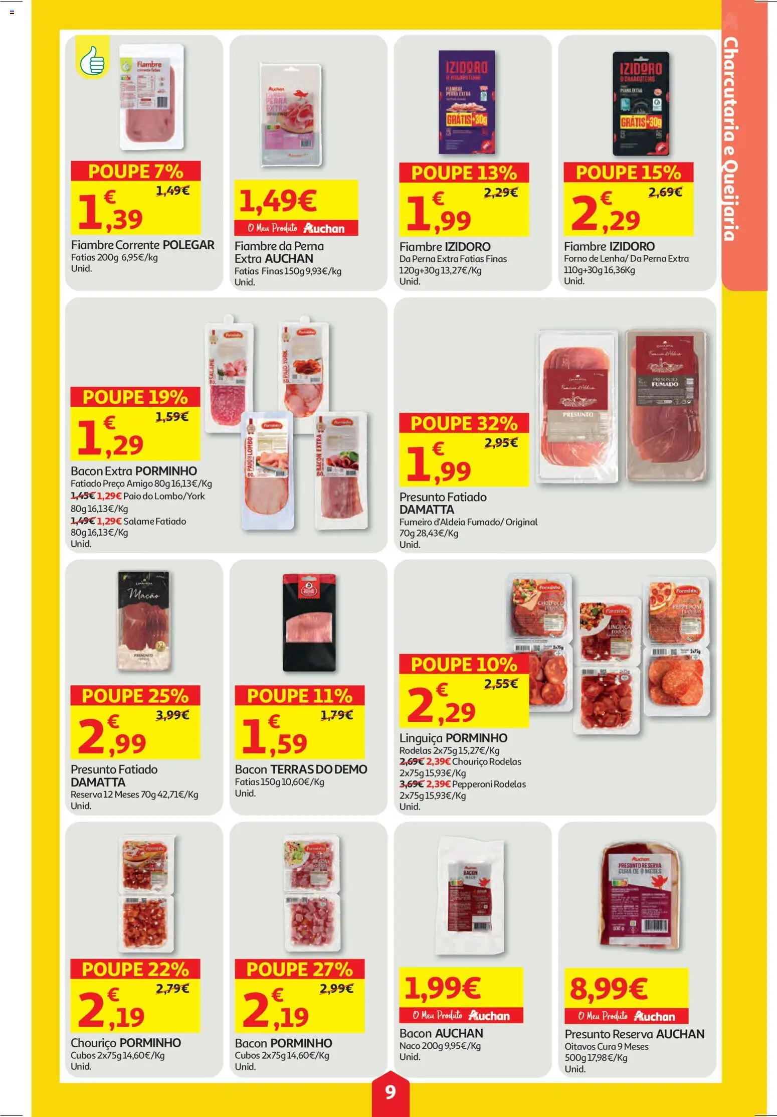 Auchan folheto │ válido de 15.01.2026 | Página: 9 | Produtos: Bacon, Salame, Presunto, Chouriço