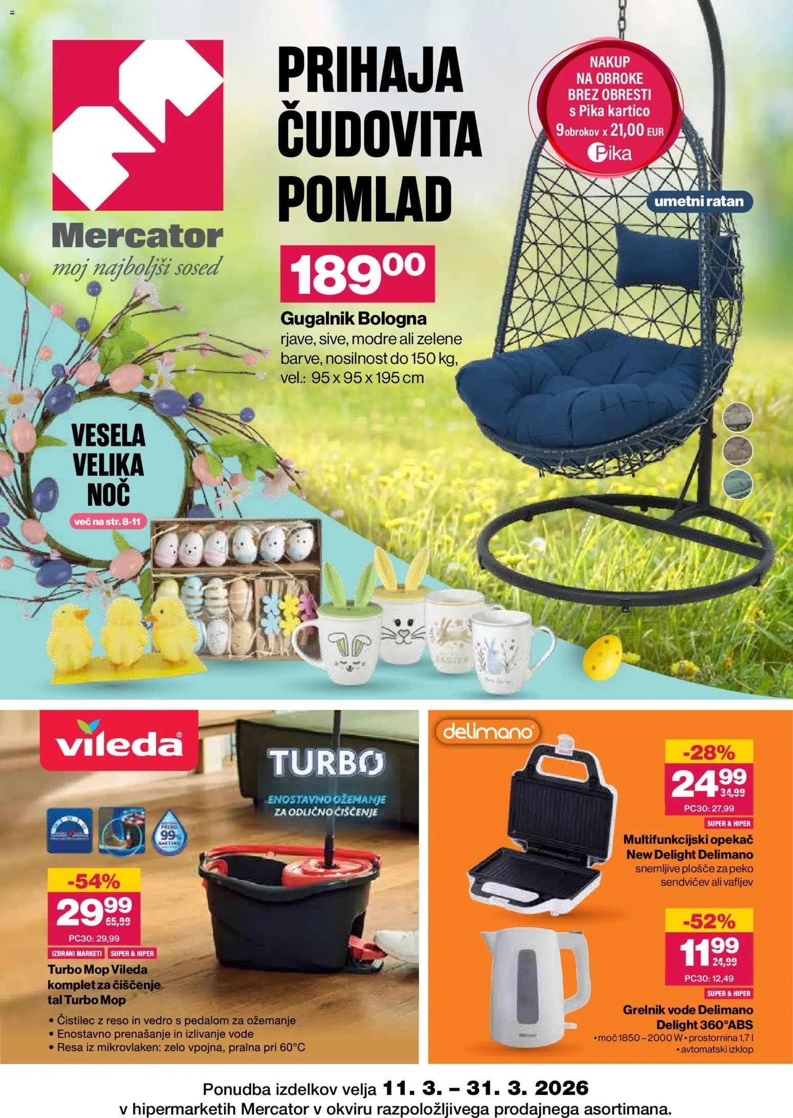 Novi Mercator katalog ponudbe – veljaven od 11.03.2026 | Stran: 1 | Izdelki: Gugalnik, Grelnik vode, Vedro