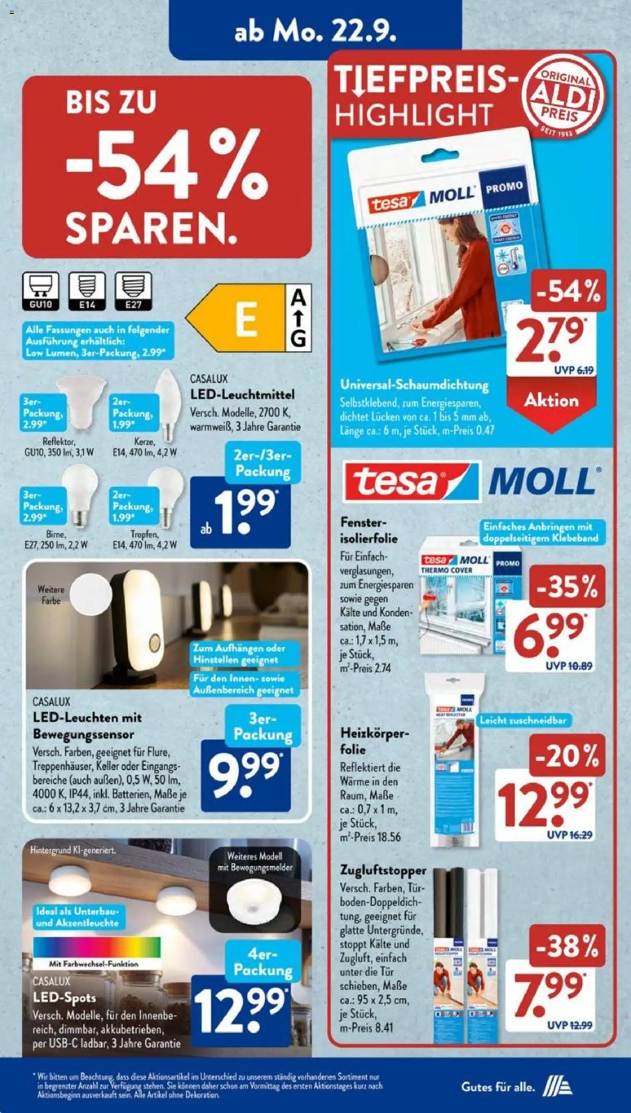 Aldi Süd Prospekt 	 – gültig ab 22.09.2025 | Seite: 2 | Produkte: Heizkörper, Tür, Birne