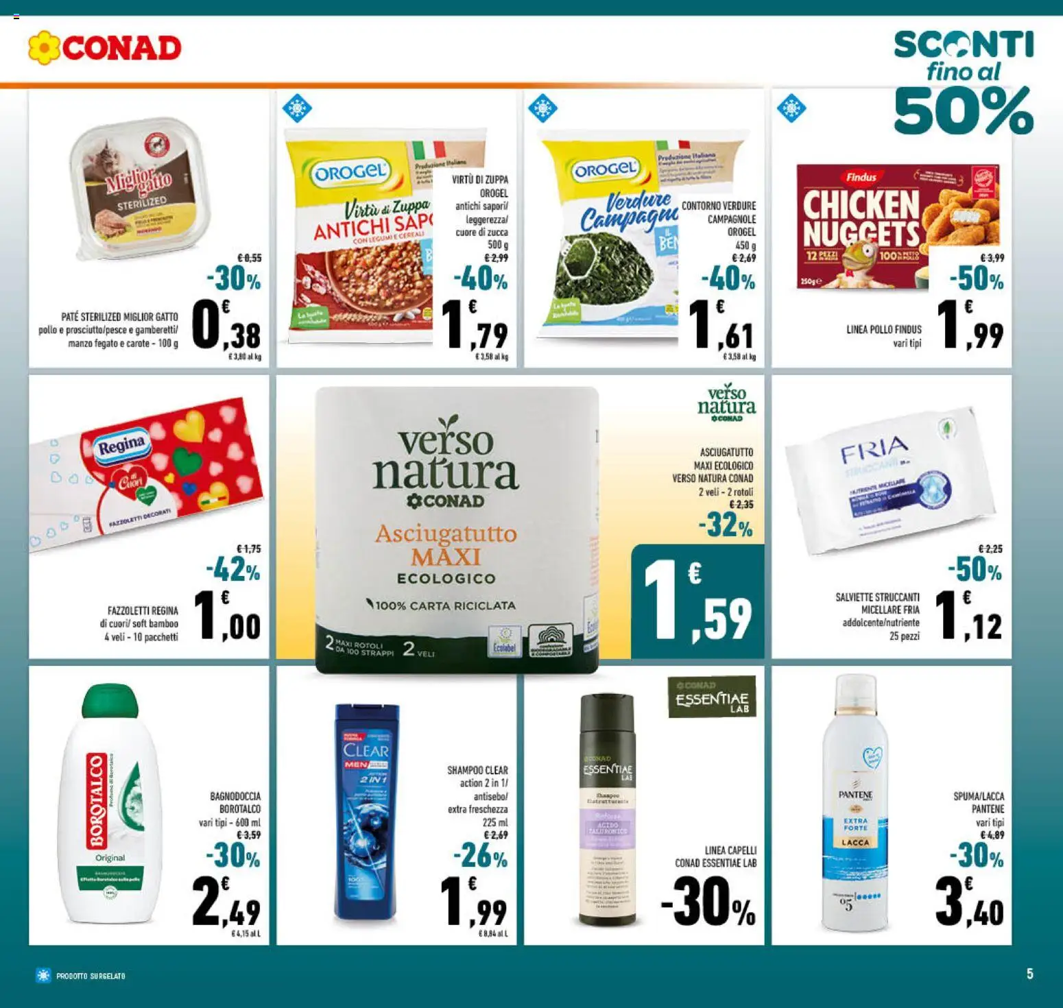 Volantino Conad del 03.01.2026 | Pagina: 5 | Prodotti: Shampoo, Lacca, Manzo, Cereali
