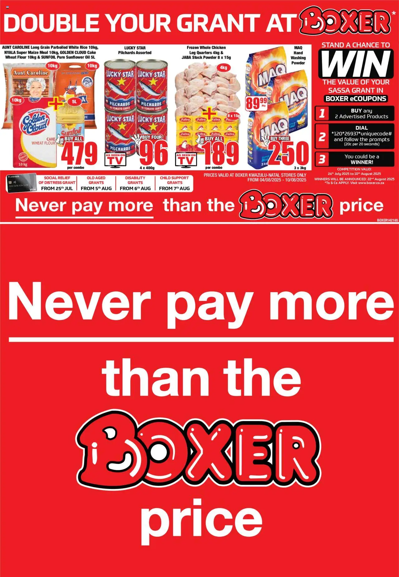 Boxer - KwaZulu-Natal - Weekly Specials │ valid from 04.08.2025 | Page: 1 | Products: Oil, Chicken, Rice, Sauce