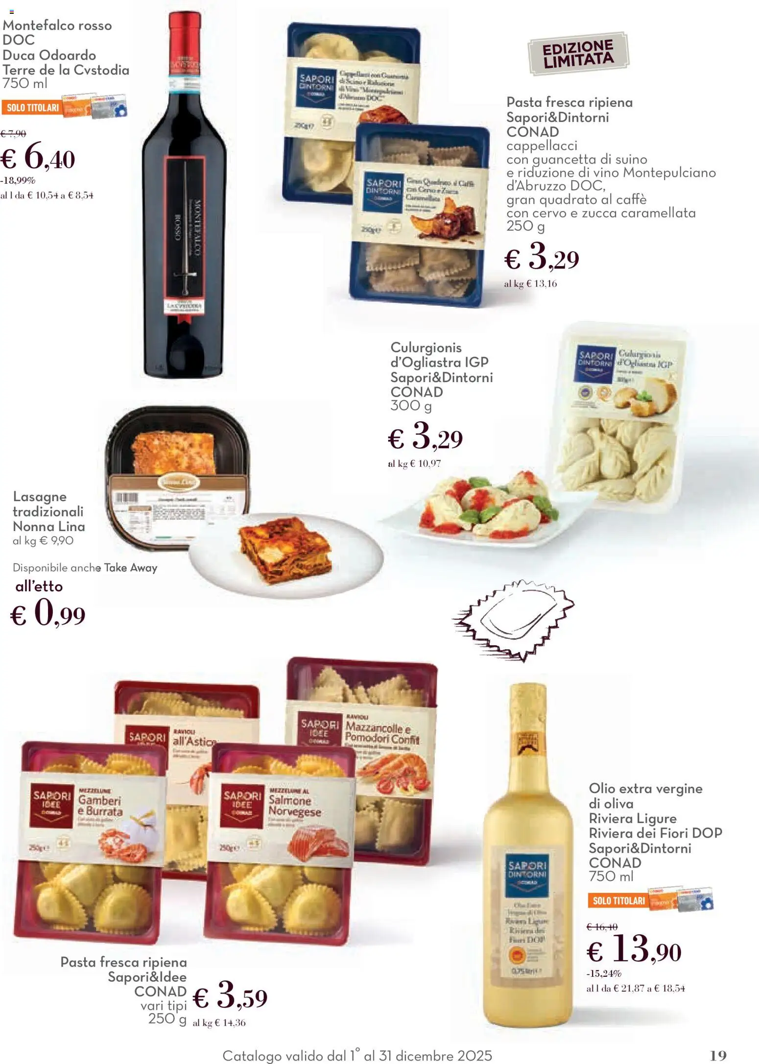 Volantino Conad del 01.12.2025 | Pagina: 19 | Prodotti: Gamberi, Mazzancolle, Vino, Pomodori