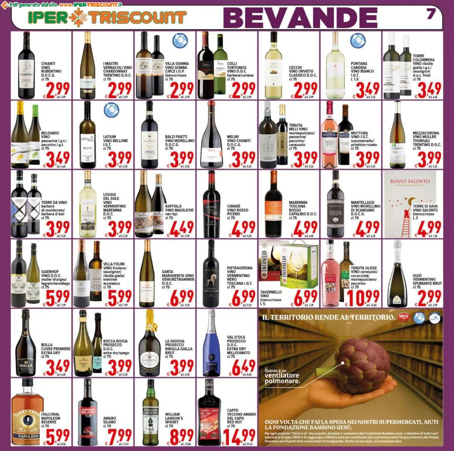Volantino Ipertriscount del 18.11.2025 | Pagina: 7 | Prodotti: Ventilatore, Tè, Vino rosso, Amaro